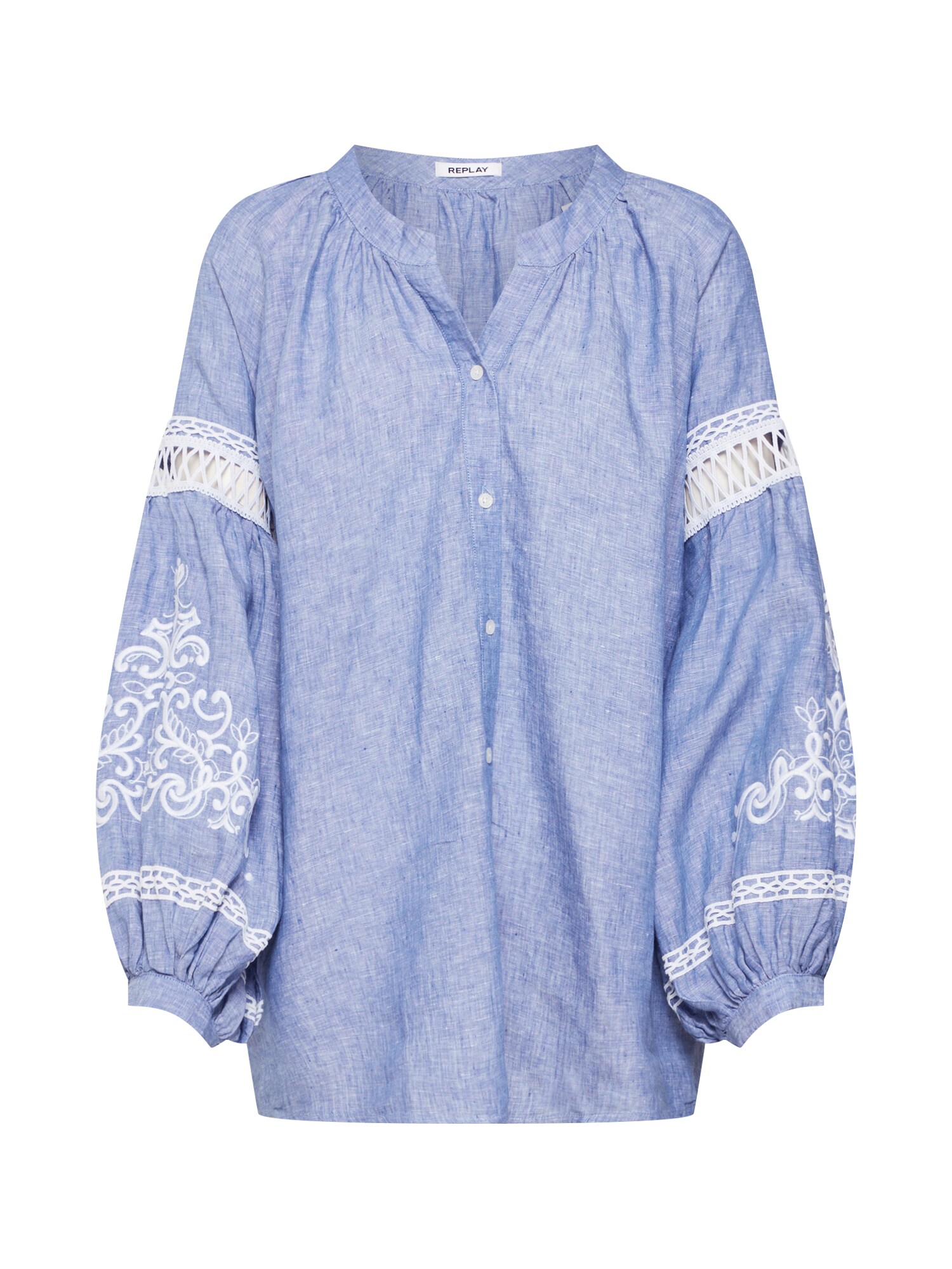 Replay Dames Blouse Smoky Blue Wit replay kopen in de aanbieding