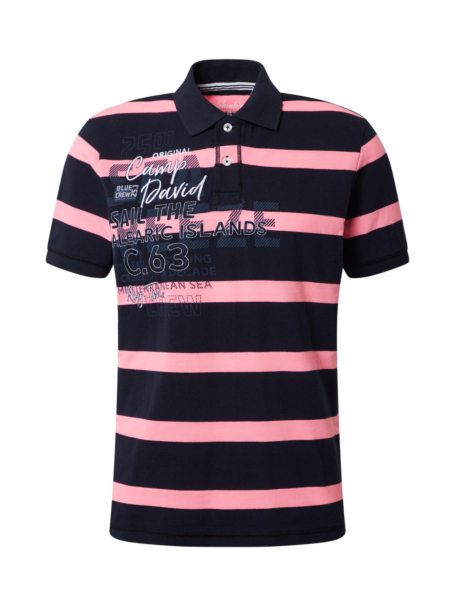 CAMP DAVID Marškinėliai  šviesiai rožinė / tamsiai mėlyna