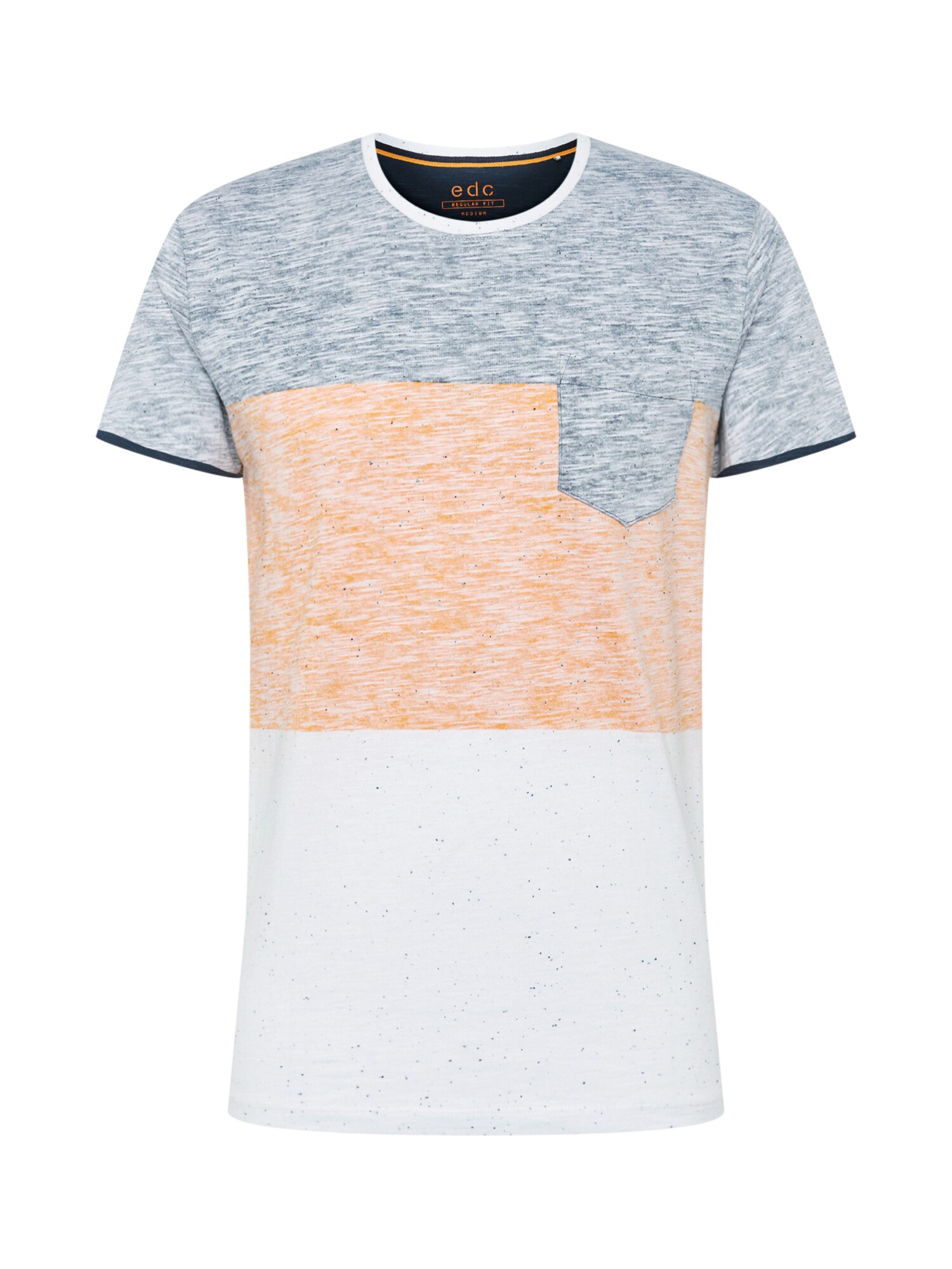 Edc By Esprit Heren Shirt Navy Abrikoos Wit edc by esprit kopen in de aanbieding