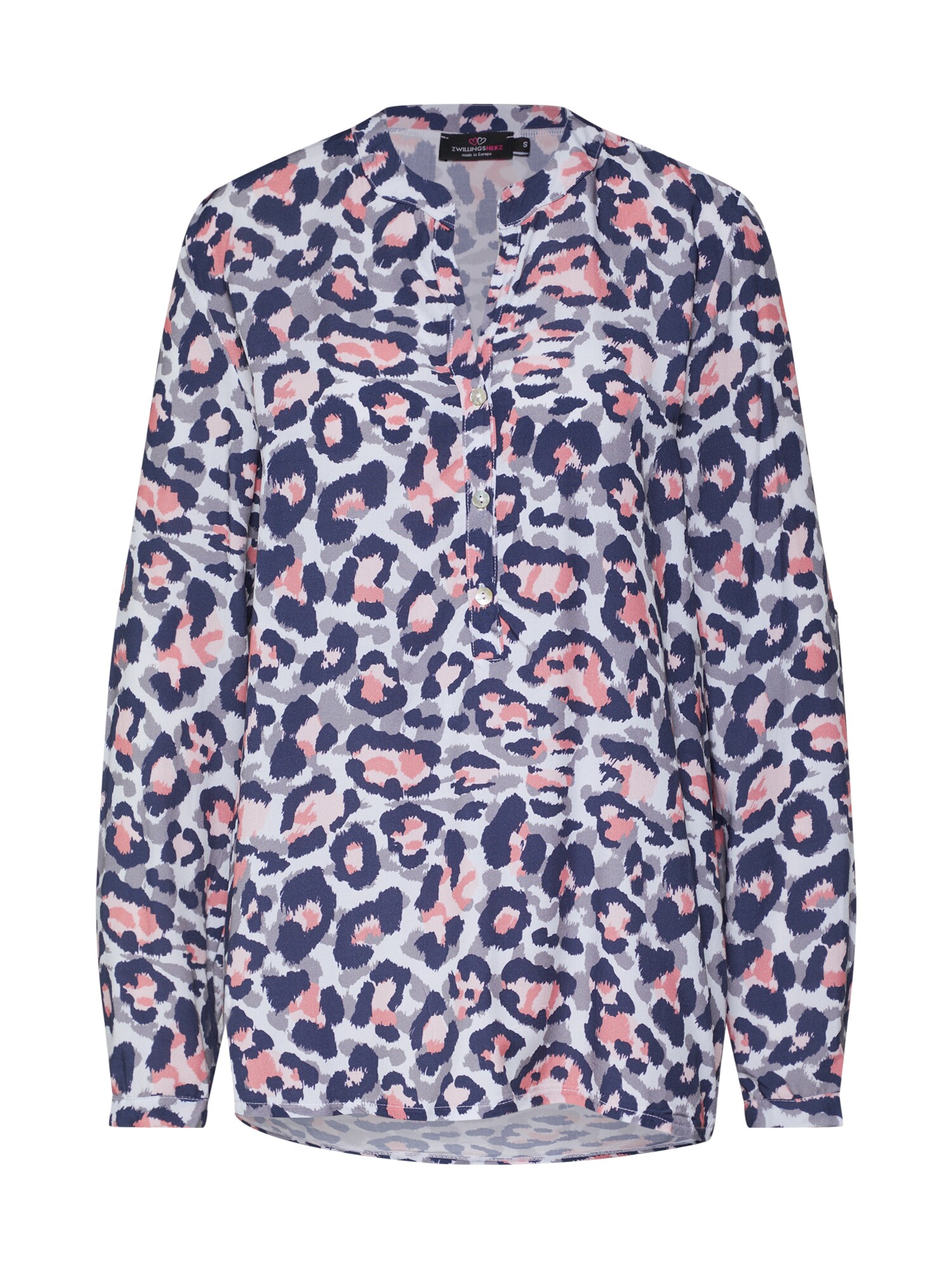 Zwillingsherz Dames Blouse Leo Rosa Beige Grijs zwillingsherz kopen in de aanbieding