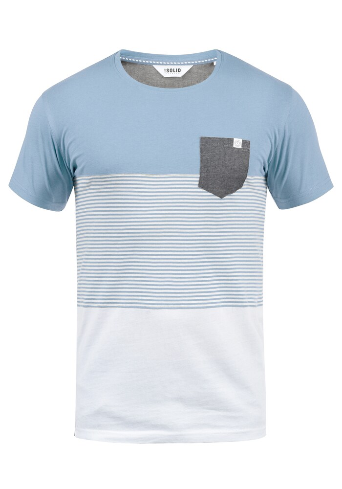 !Solid Gestreiftes T-Shirt 'Malte' mit Brusttasche Herren Größe XL blau / hellblau / grau / weiß