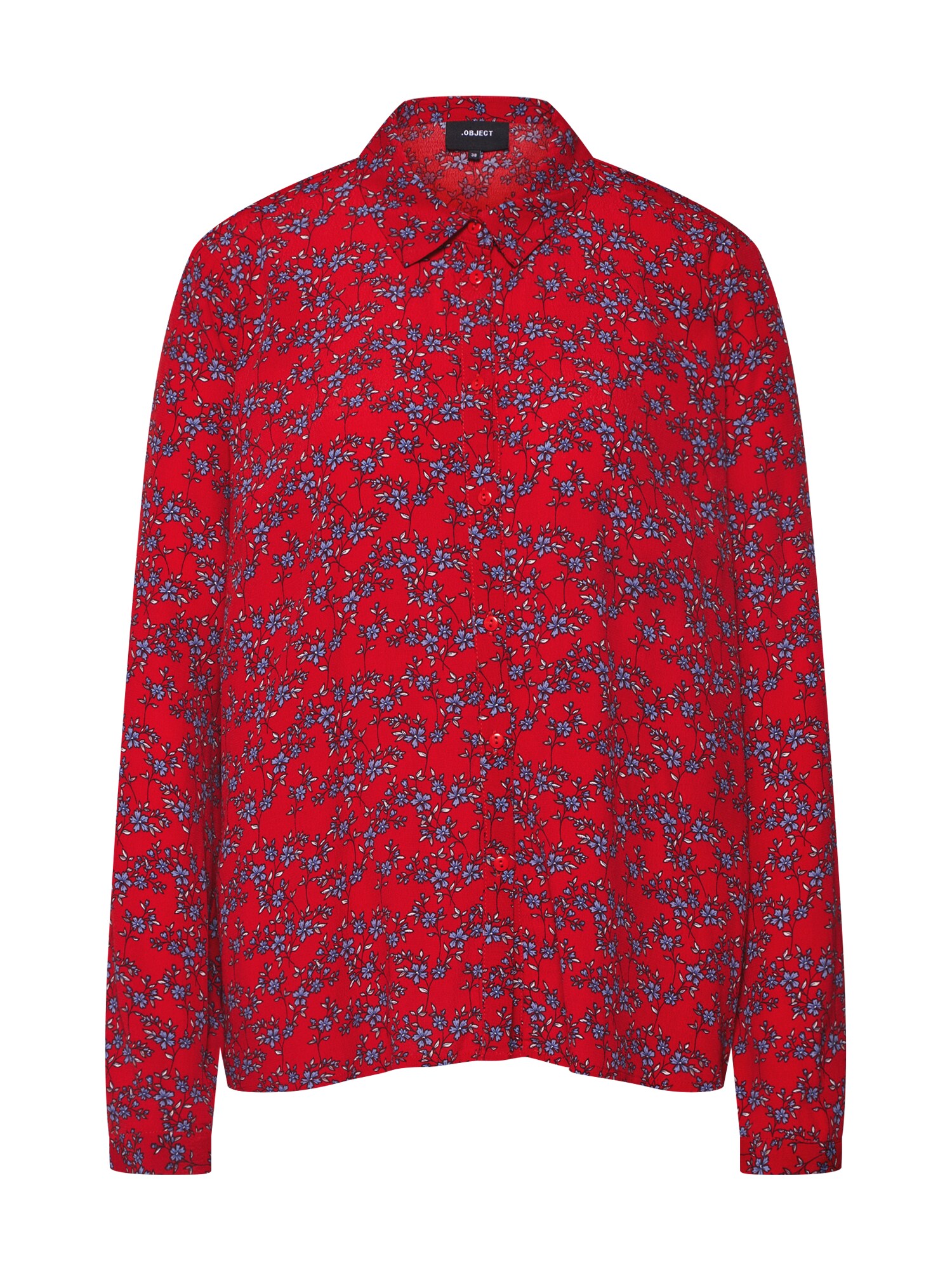 Object Dames Blouse Objwinniefred Ls Shirt Lichtblauw Vuurrood object kopen in de aanbieding