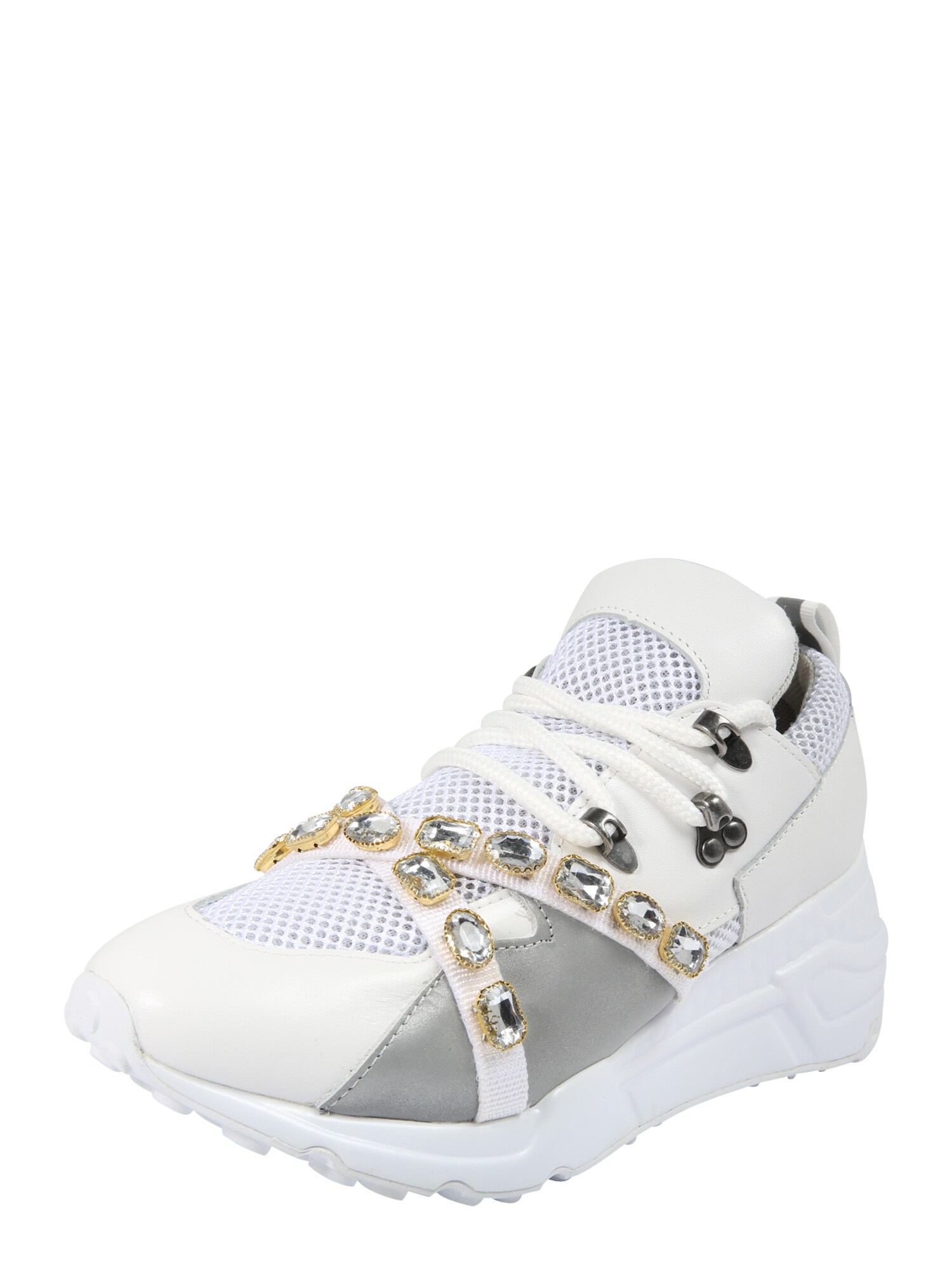 Steve Madden Dames Sneakers Hoog Credit Zilver Wit steve madden kopen in de aanbieding