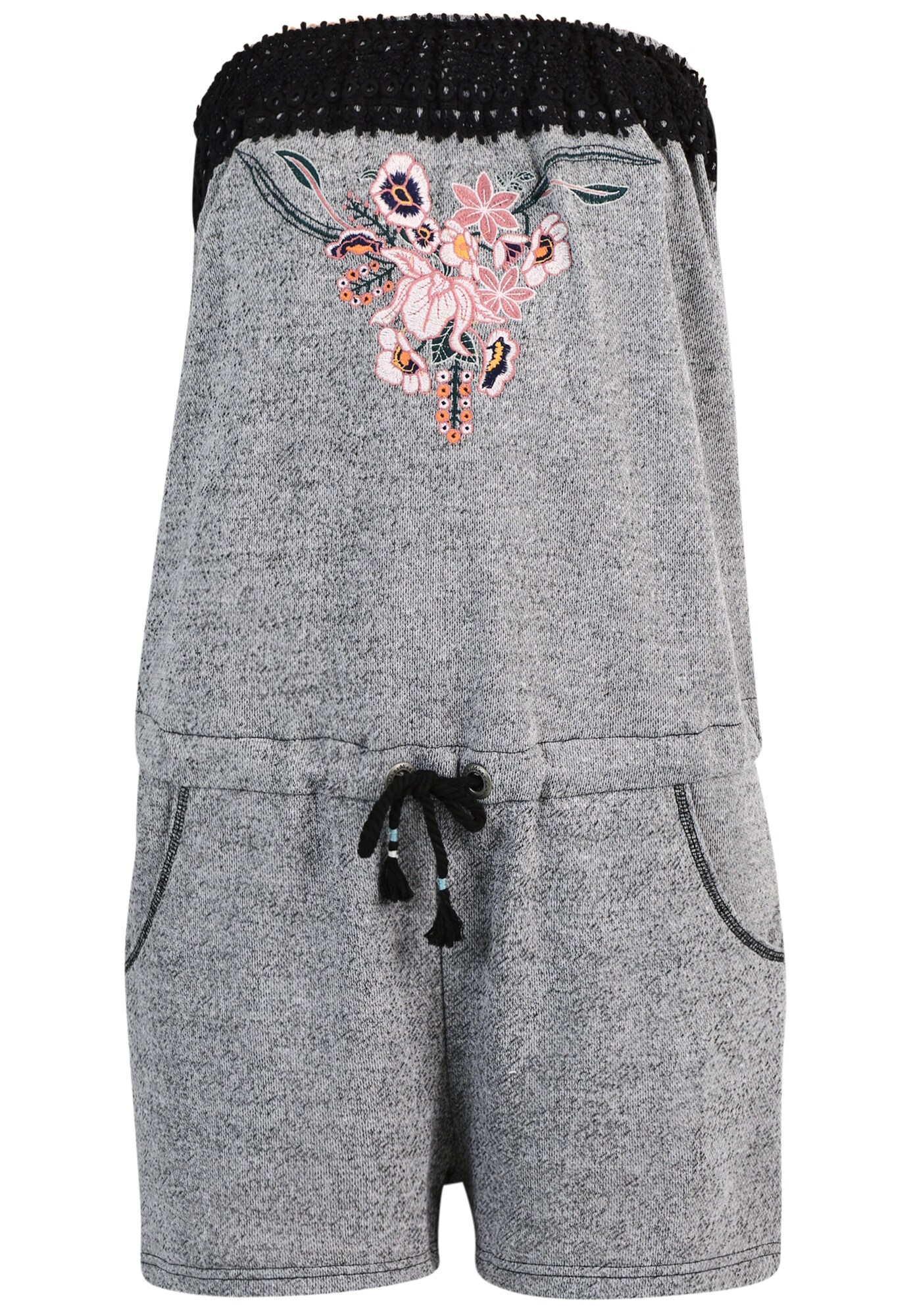 Dreimaster Dames Jumpsuit Grijs Gemeleerd Gemengde Kleuren Zwart dreimaster kopen in de aanbieding