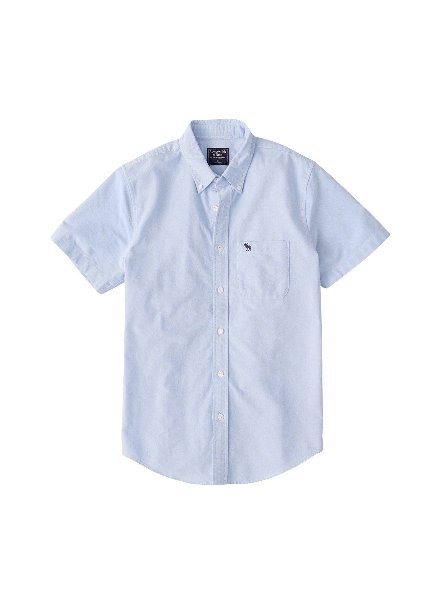 Abercrombie Fitch Heren Overhemd Ss Oxford Dtc Lichtblauw abercrombie fitch kopen in de aanbieding