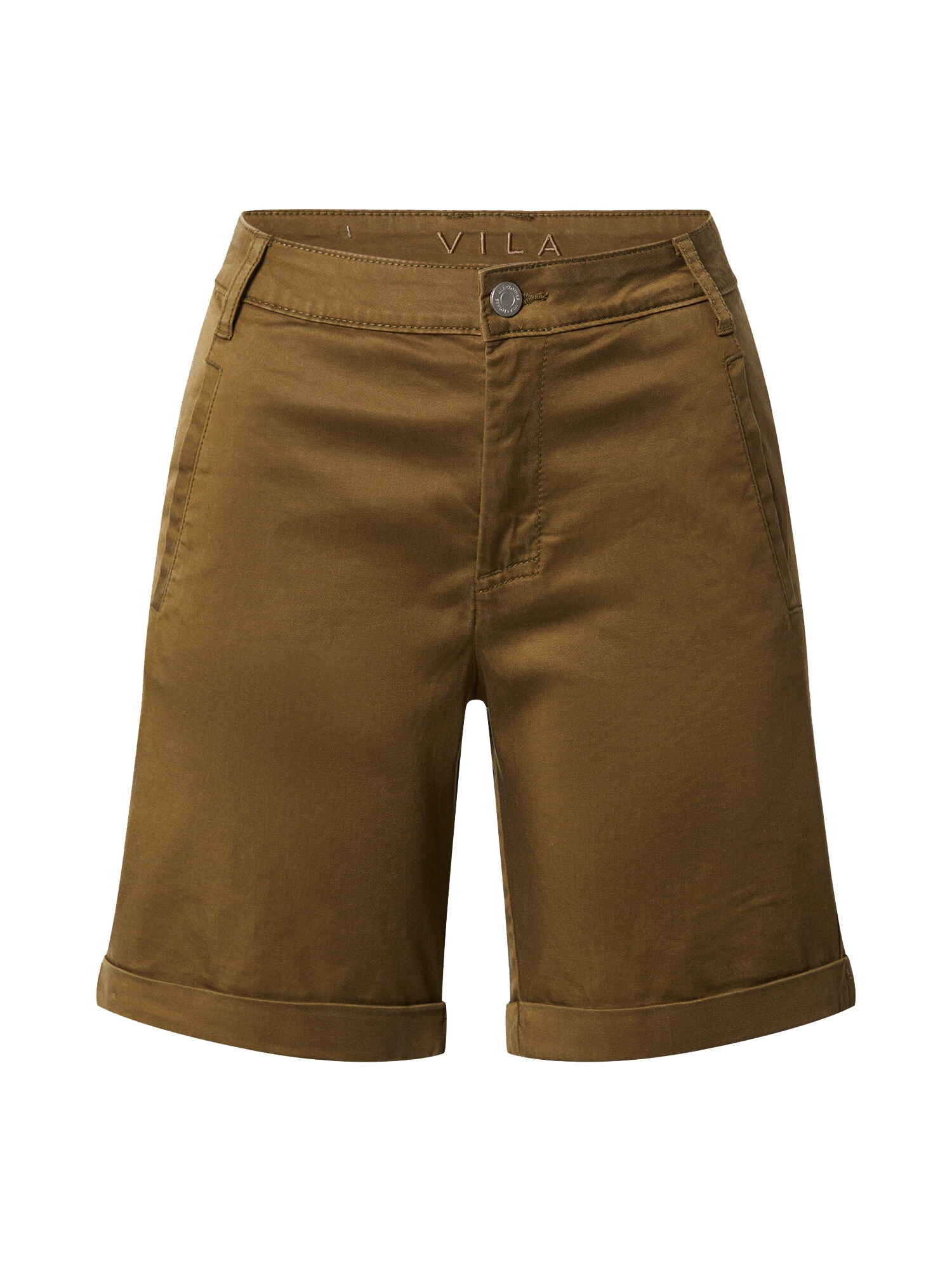 VILA Kelnės 'VICHINO RWRE NEW SHORTS/SU-FAV'  alyvuogių spalva