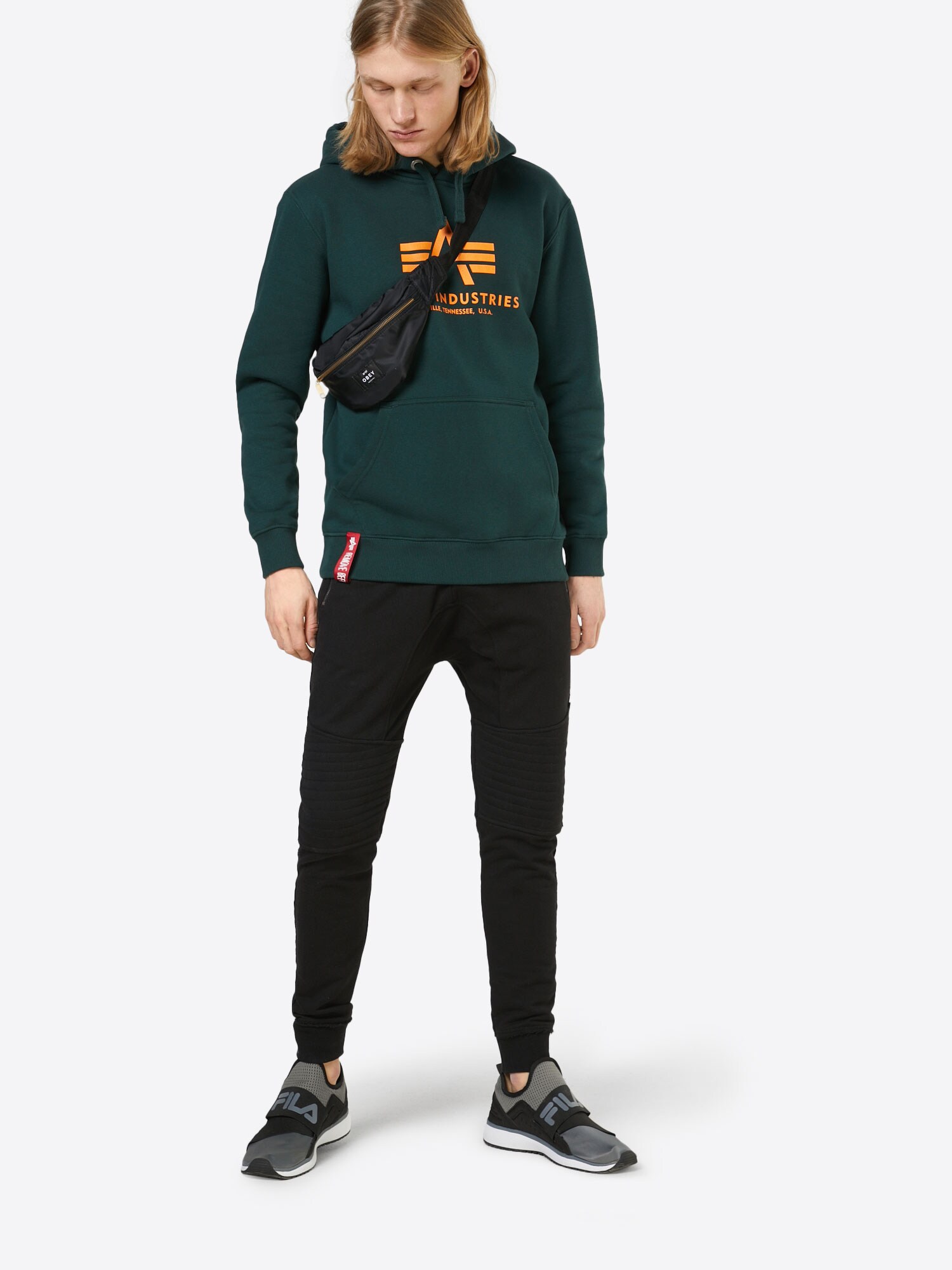 ALPHA INDUSTRIES Mikina jedľová / mandarínková / červená / biela (obrázok 4)