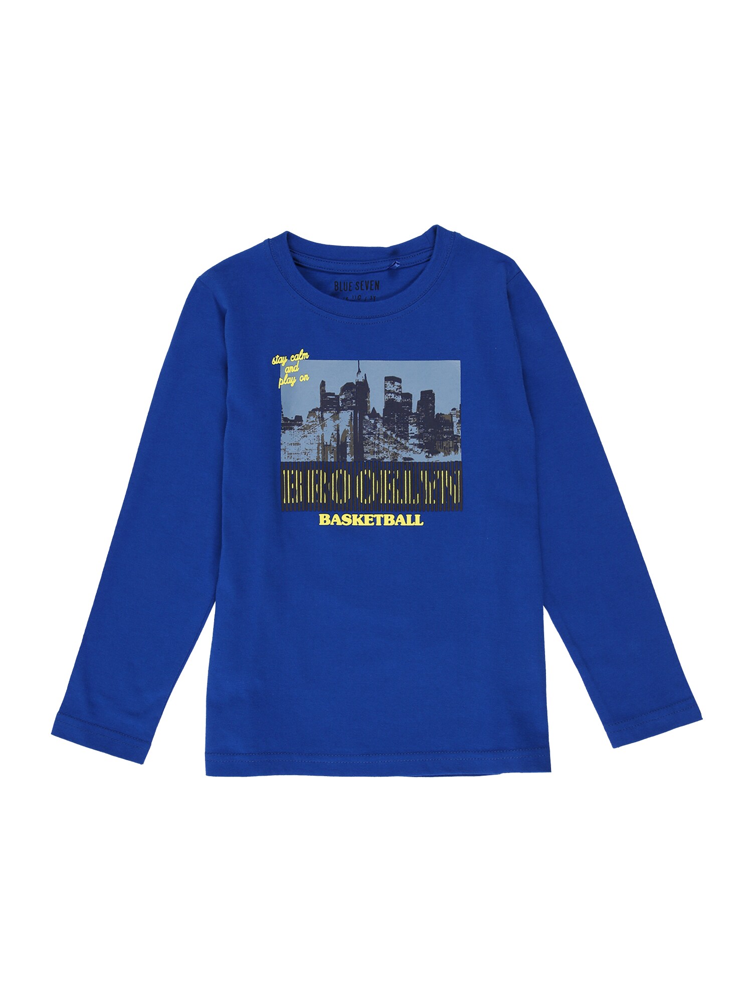 BLUE SEVEN Marškinėliai  melsvai pilka / tamsiai mėlyna / rusvai žalia / geltona / juoda / margai juoda