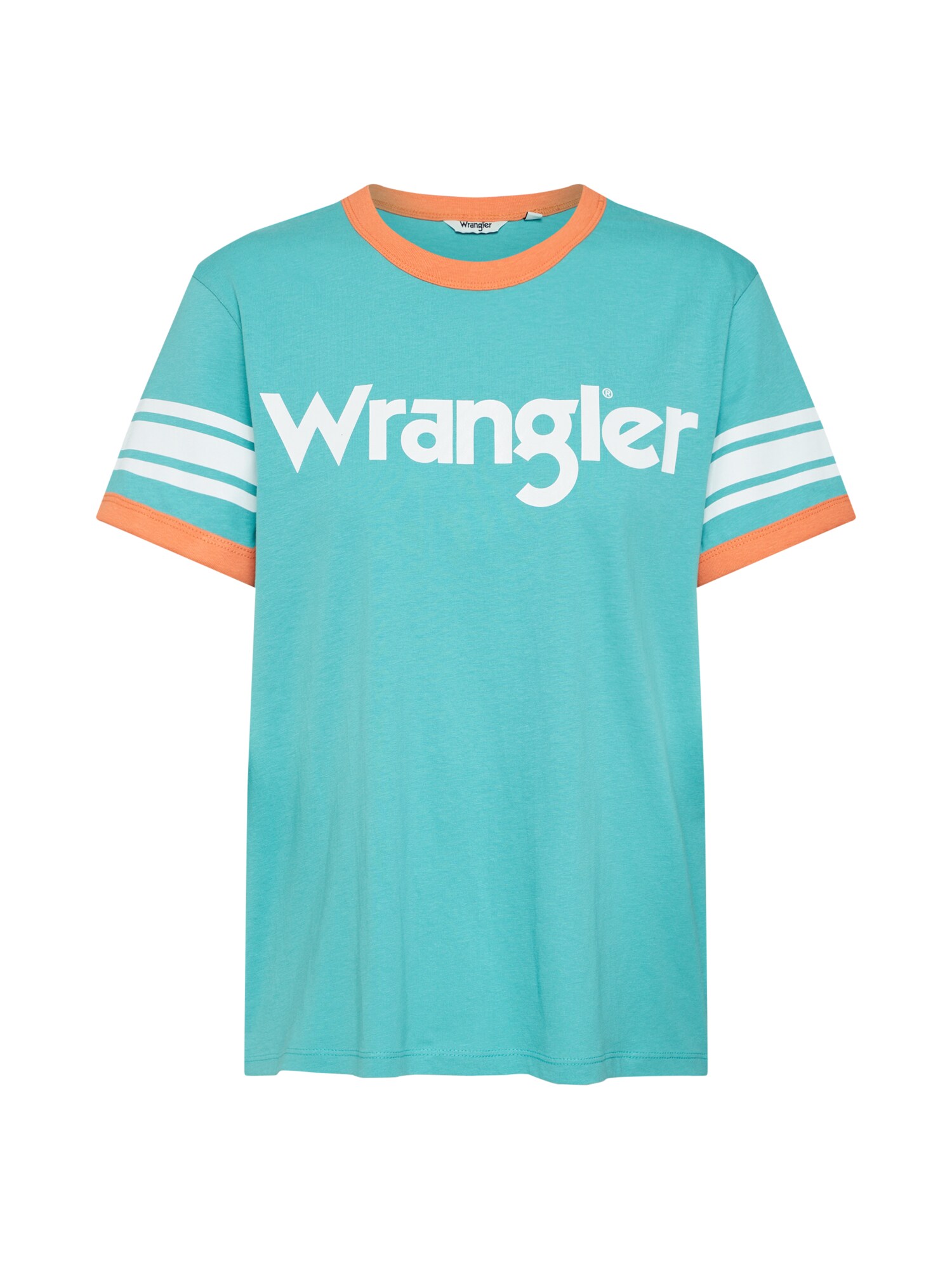 Wrangler Dames Shirt Sporty Tee Turquoise Lichtoranje wrangler kopen in de aanbieding