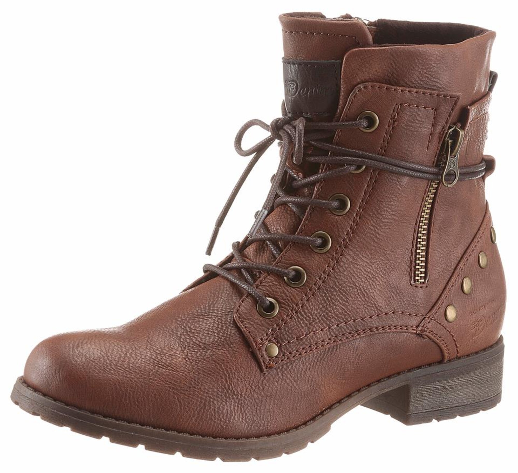 Tom Tailor Dames Veterlaarsjes Cognac Donkerbruin tom tailor kopen in de aanbieding