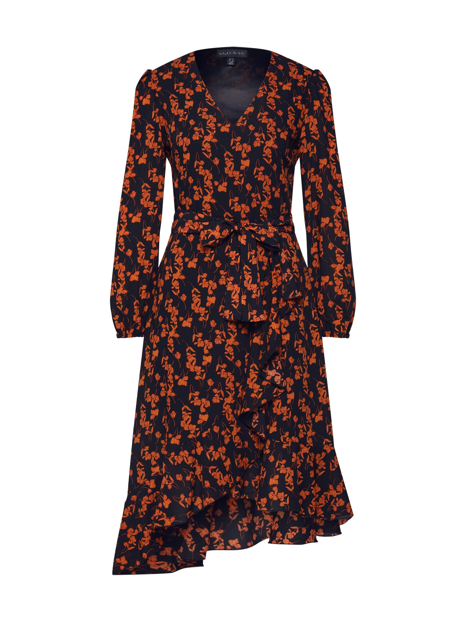 Mela London Suknelė 'RUFFLE'  oranžinė / juoda