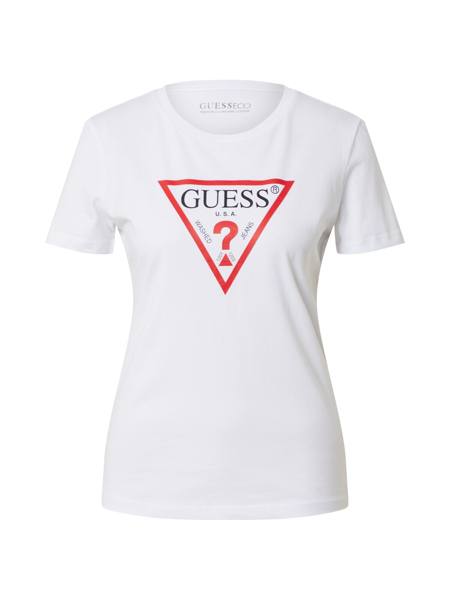 GUESS Marškinėliai  ugnies raudona / juoda / balta