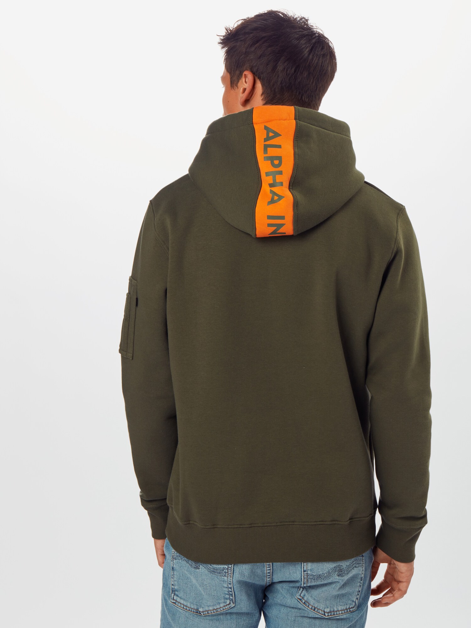 ALPHA INDUSTRIES Mikina 'Red Stripe' kaki / oranžová / červená / biela (obrázok 3)