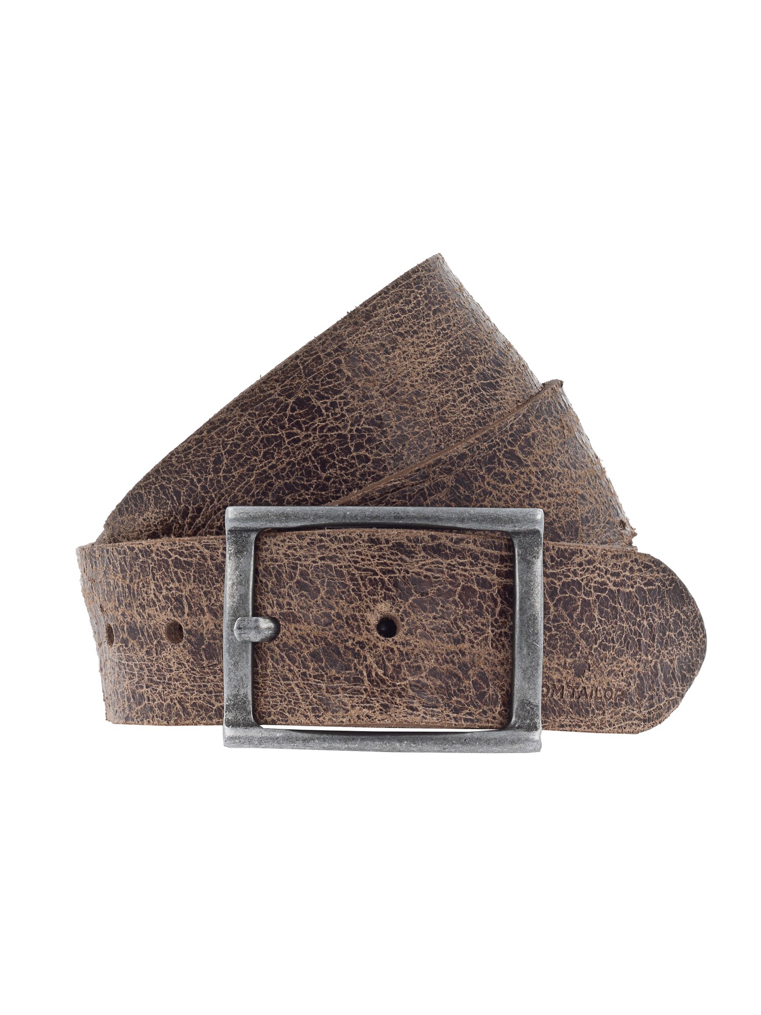 TOM TAILOR Gürtel ''''Leather belt with wavy, crumpled surface'''' 4.0cm cognac