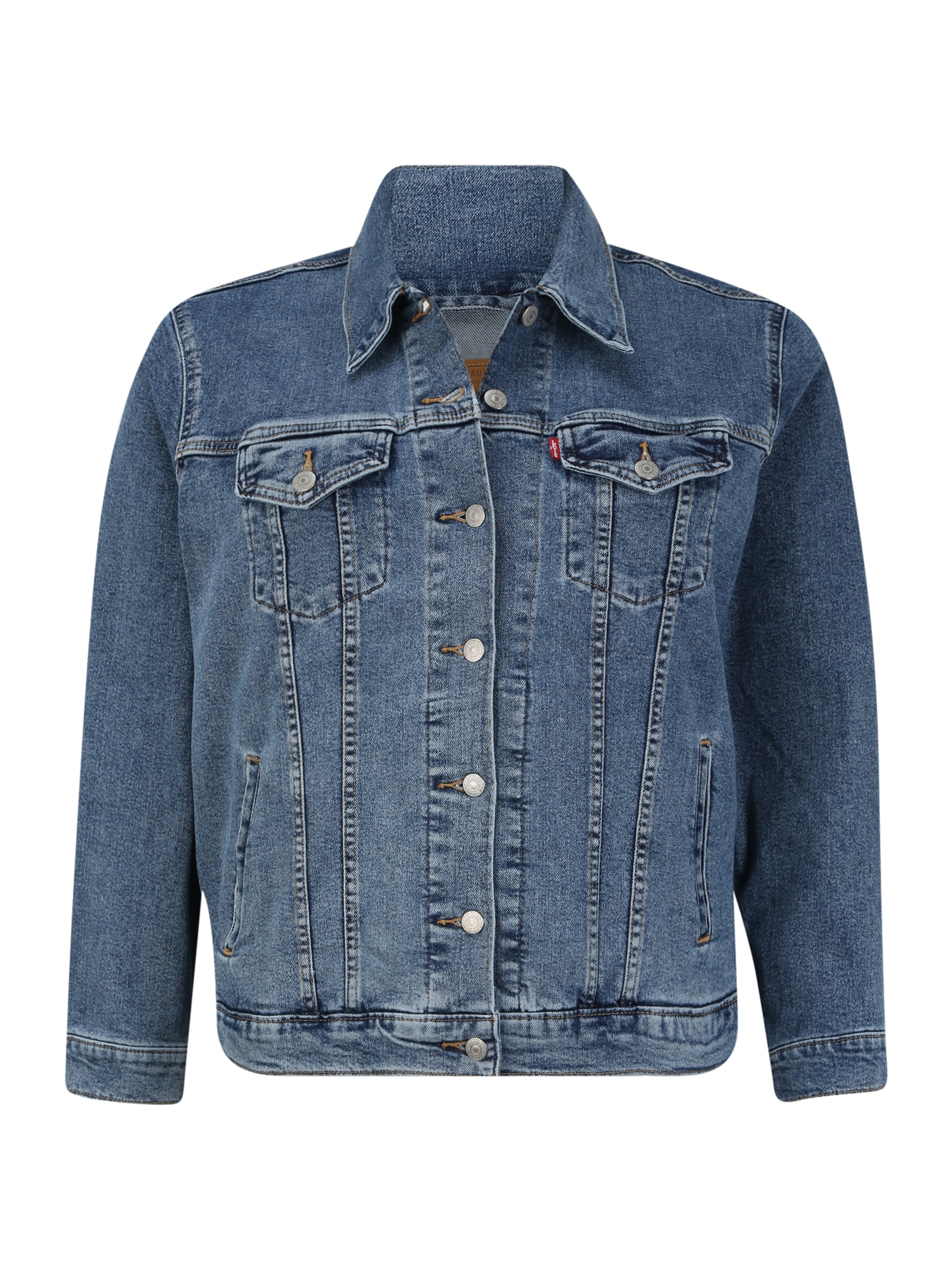 Levi's® Plus Demisezoninė striukė 'EX-BOYFRIEND TRUCKER'  tamsiai (džinso) mėlyna