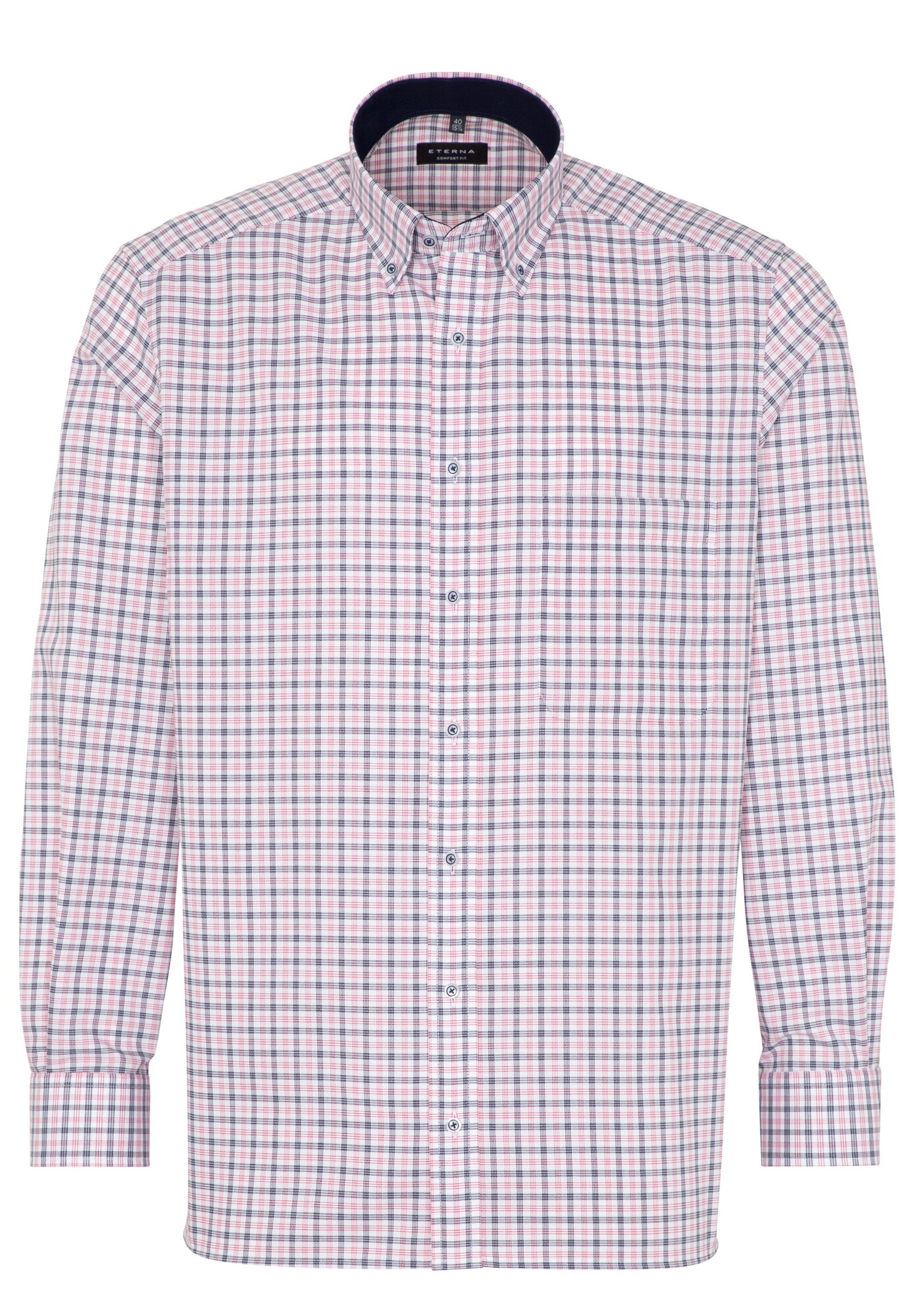 Eterna Heren Overhemd Nachtblauw Rood Wit eterna kopen in de aanbieding