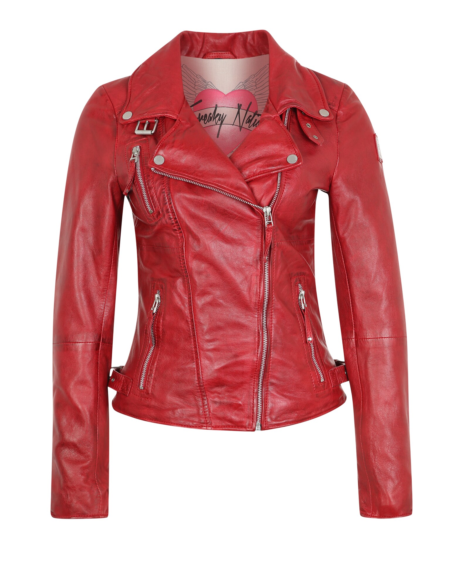 FREAKY NATION Demisezoninė striukė 'Bikerprincess'  raudona
