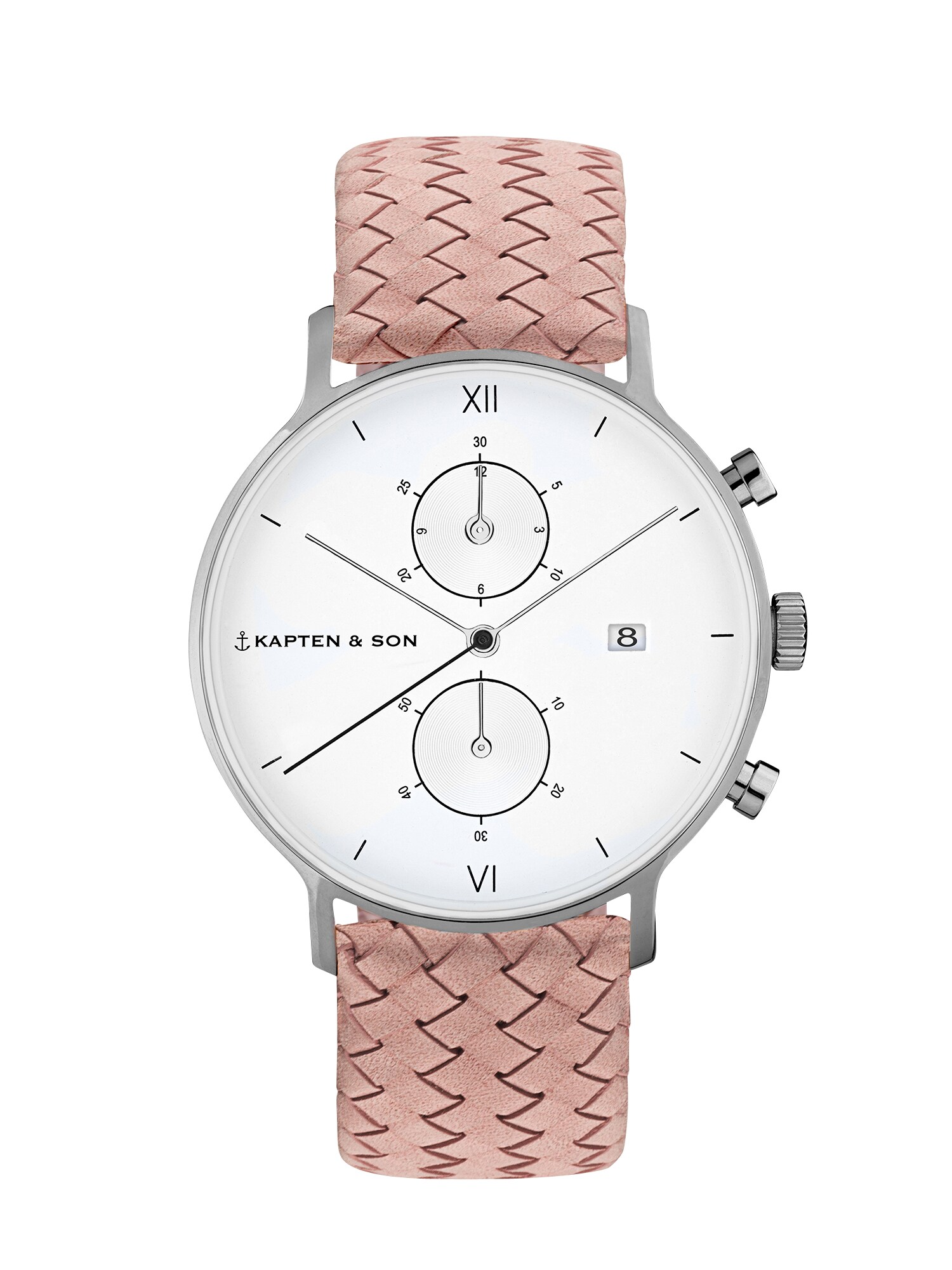 Kapten & Son Analoginis (įprastinio dizaino) laikrodis 'Chrono Woven'  balta / sidabrinė / rožių spalva