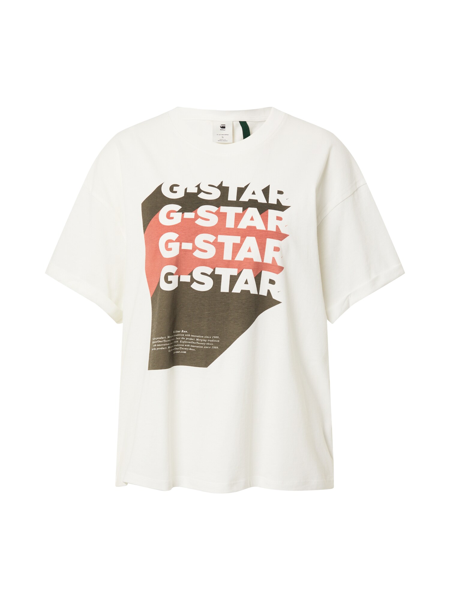 G-Star RAW Marškinėliai 'Graphic 1'  balkšva / ruda / rožinė