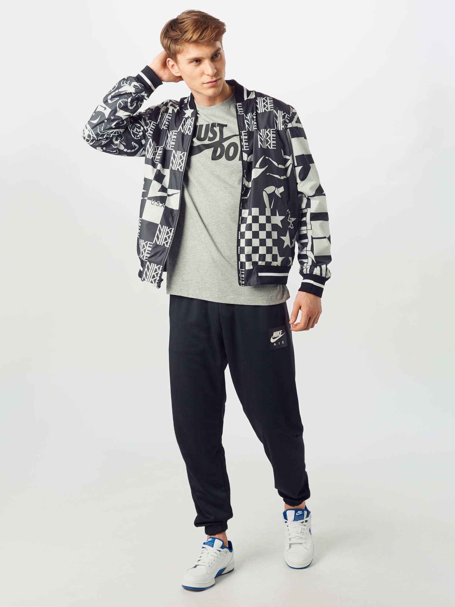 Nike Sportswear Tričko 'Swoosh' sivá melírovaná / čierna (obrázok 4)