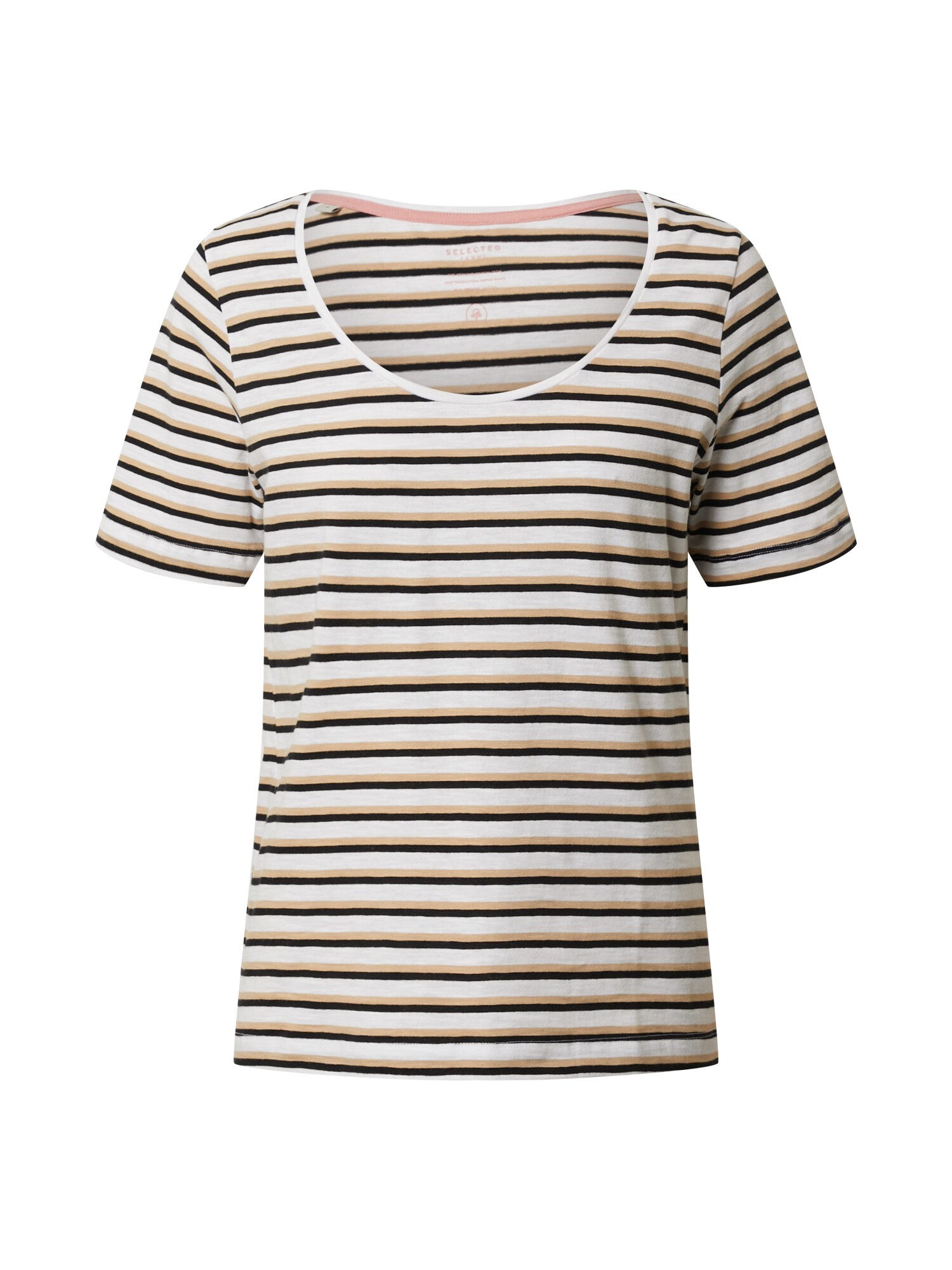 SELECTED FEMME Marškinėliai 'SLFHANNAH SS STRIPE TEE W'  juoda / balta