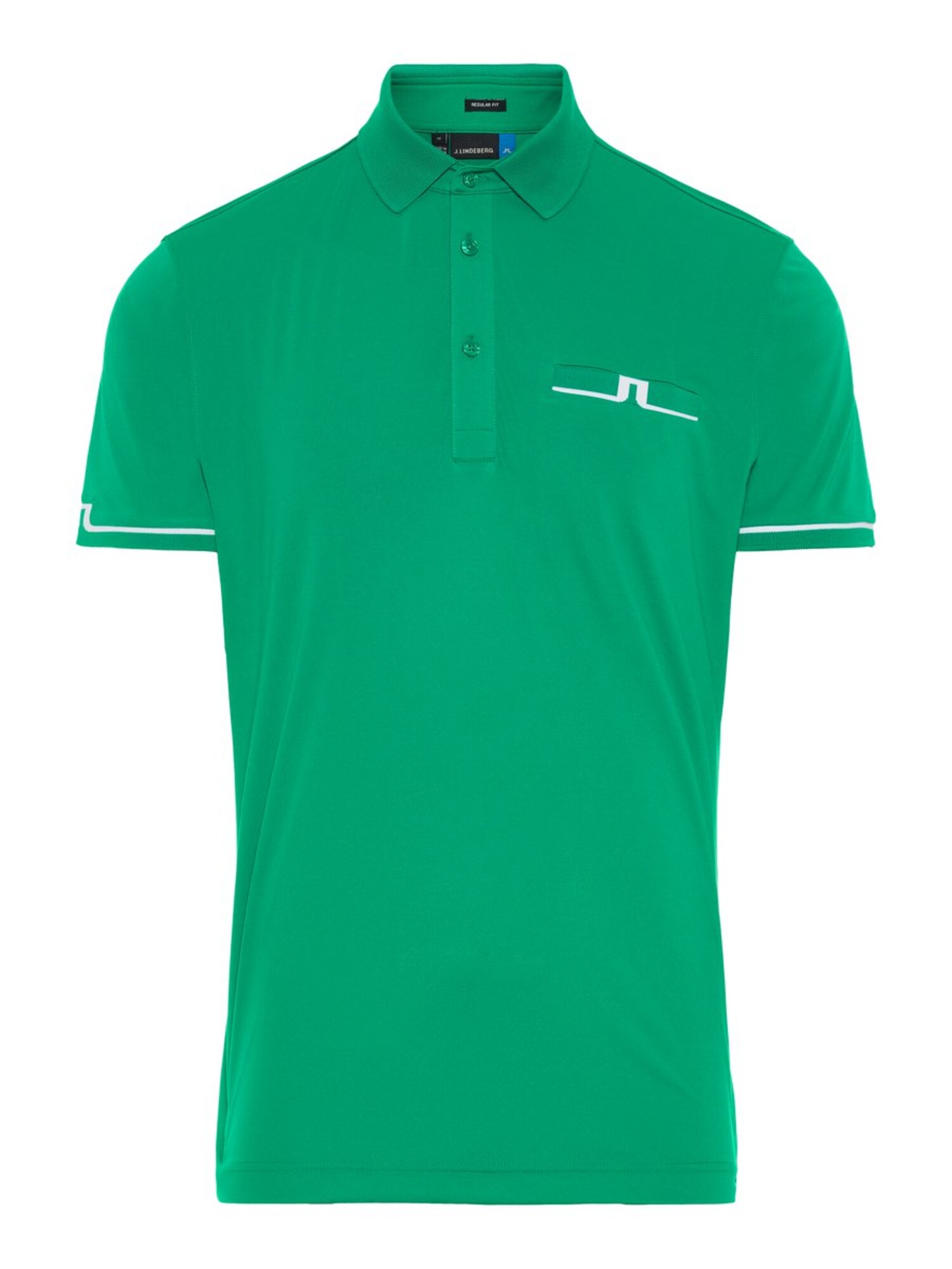 Jlindeberg Heren Functioneel Shirt Petr Jade Groen Wit jlindeberg kopen in de aanbieding