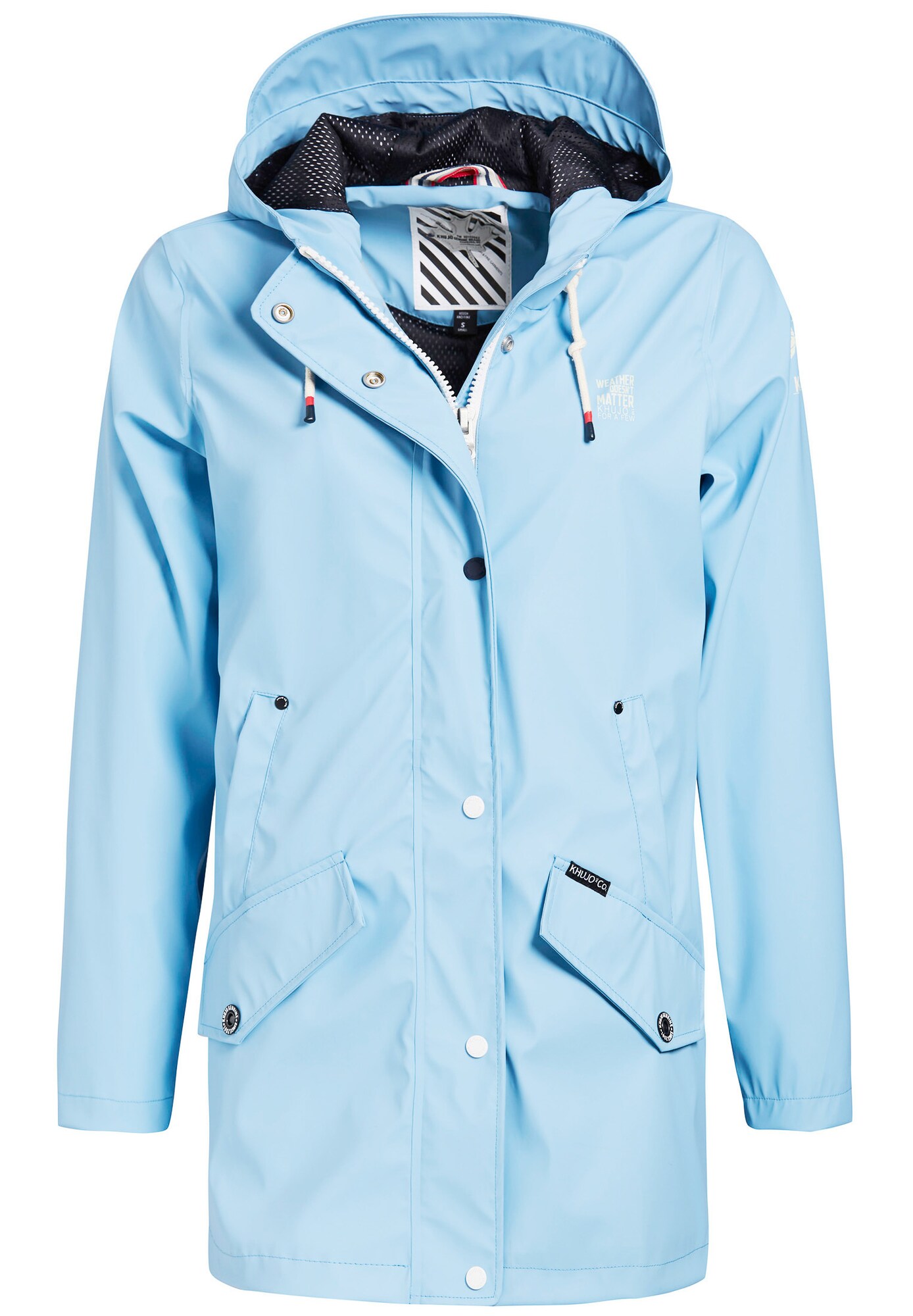 Khujo Dames Tussenmantel Nancy Lichtblauw Zwart Wit khujo kopen in de aanbieding