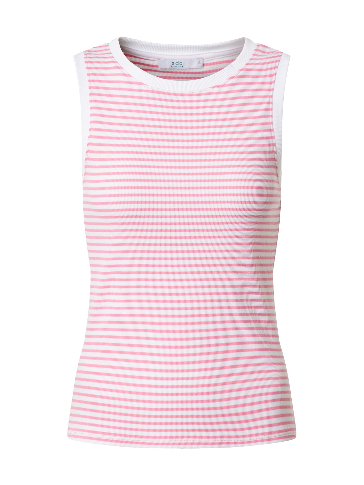 EDC BY ESPRIT Palaidinė be rankovių 'Stripe Rib Tank T-Shirts sleeveless'  rožinė