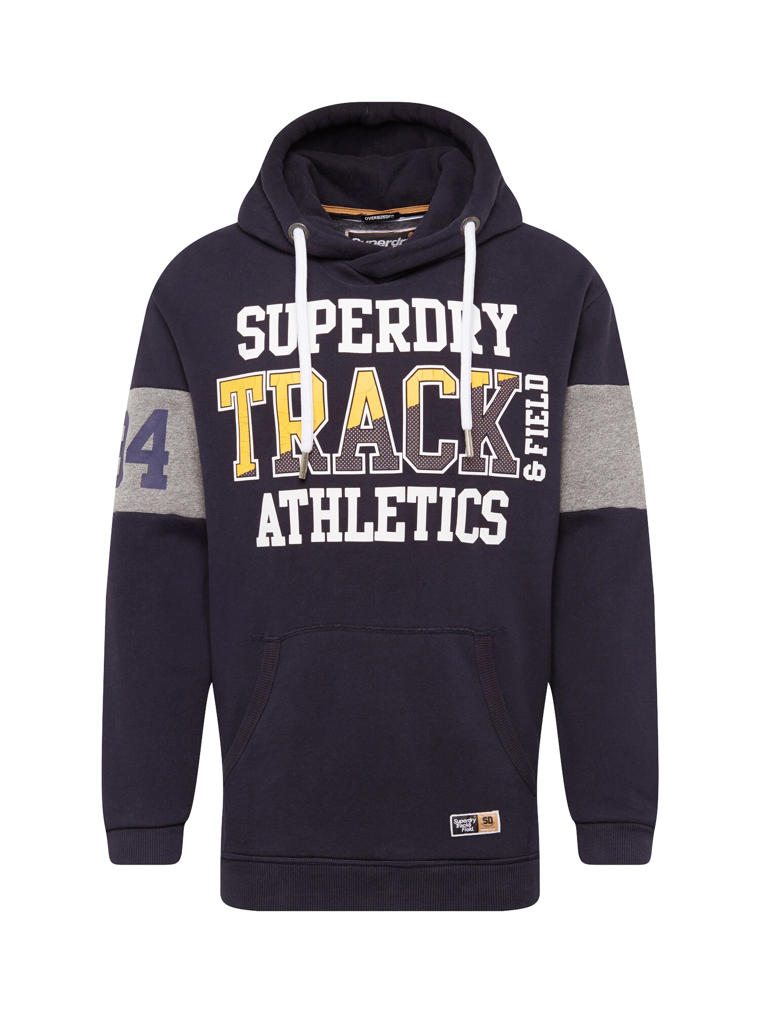 Superdry Heren Sweatshirt Super Track Oversized Hood Navy Geel Wit superdry kopen in de aanbieding