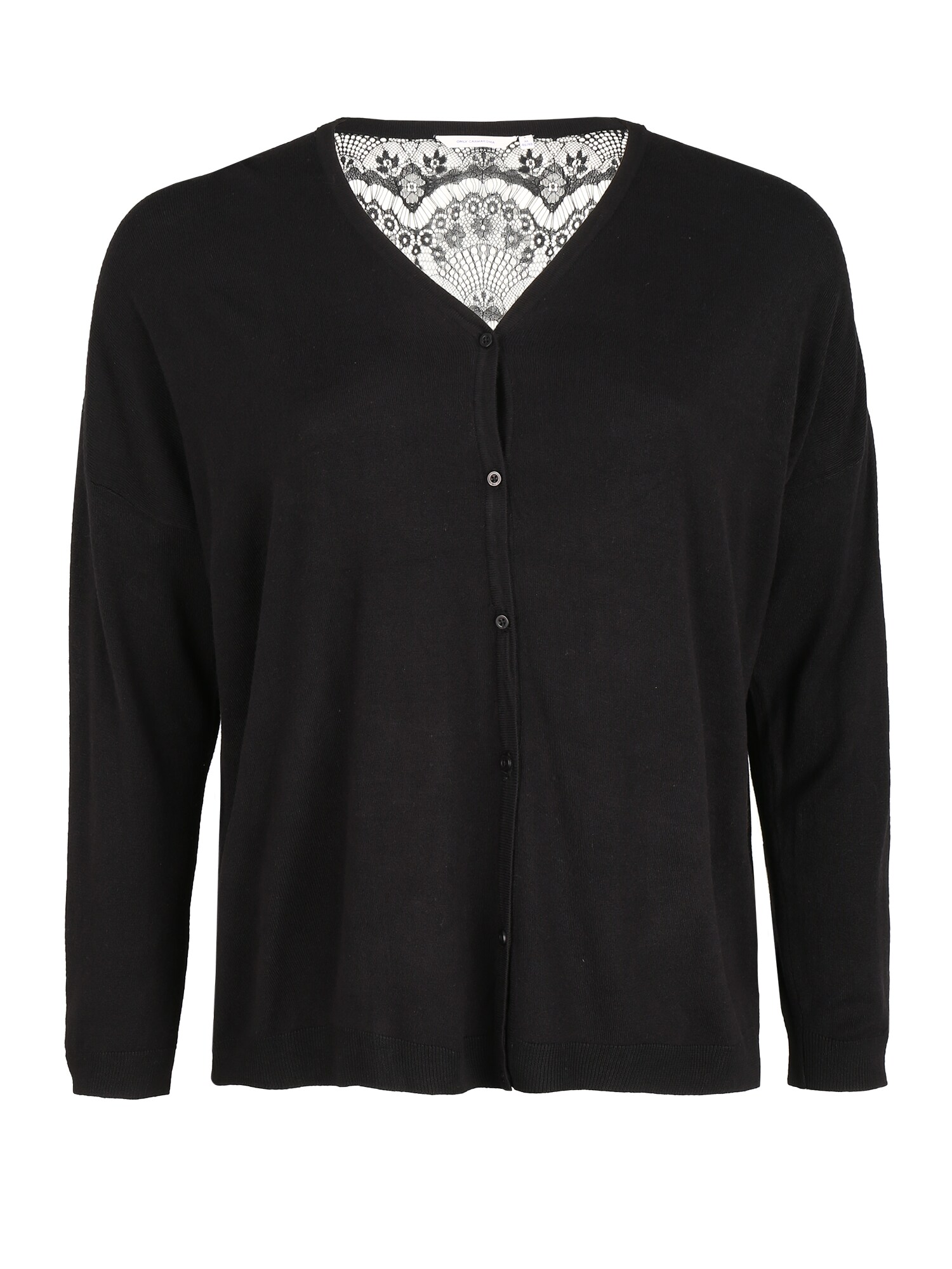 ONLY Carmakoma Kardiganas 'CARLADY L/S LACE CARDIGAN ESS'  juoda