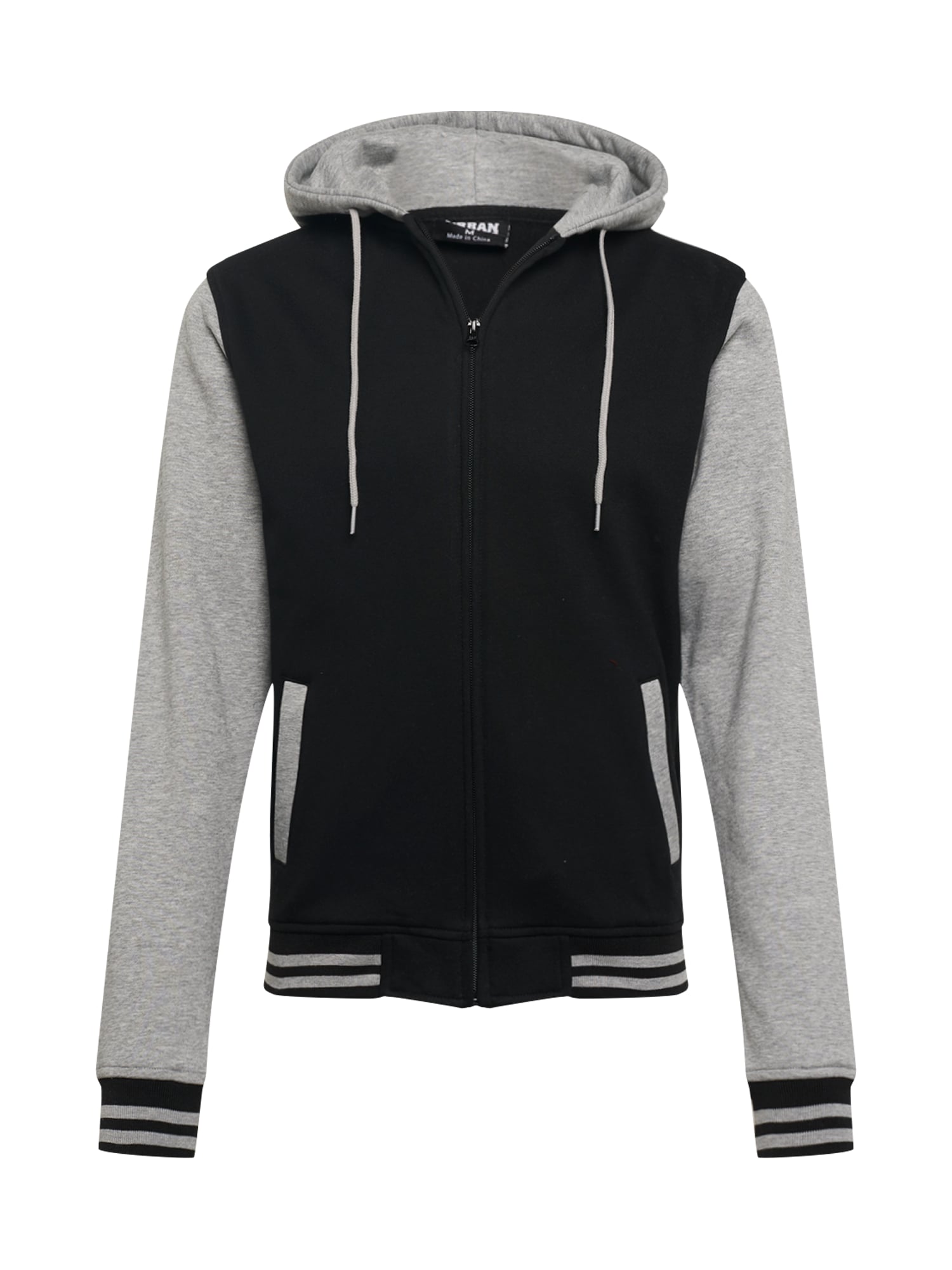 Urban Classics Tepláková bunda  sivá melírovaná / čierna