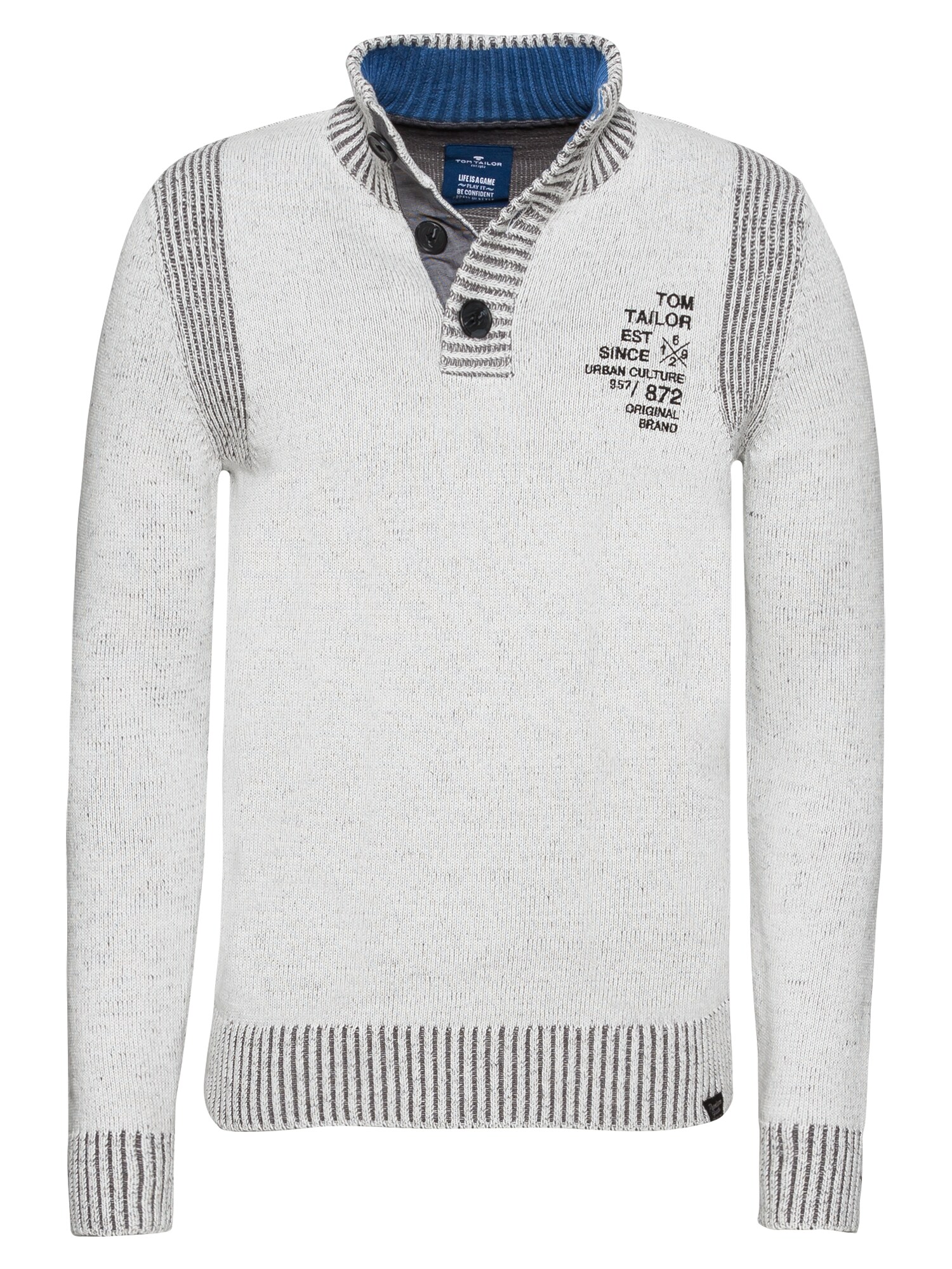 Tom Tailor Heren Trui Lichtgrijs Wit tom tailor kopen in de aanbieding