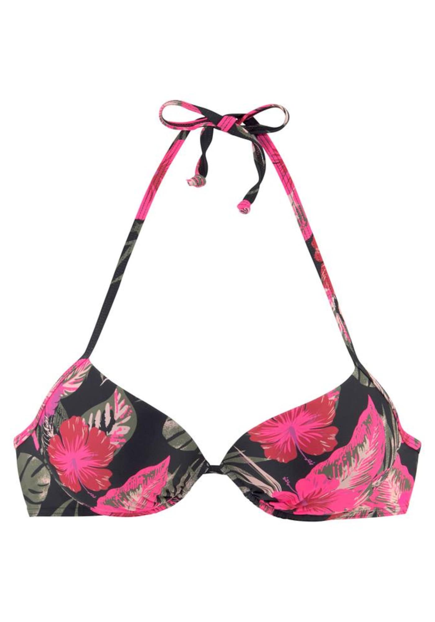 LASCANA Bikinový top 'Elsa'  zelená / ružová / červená / čierna