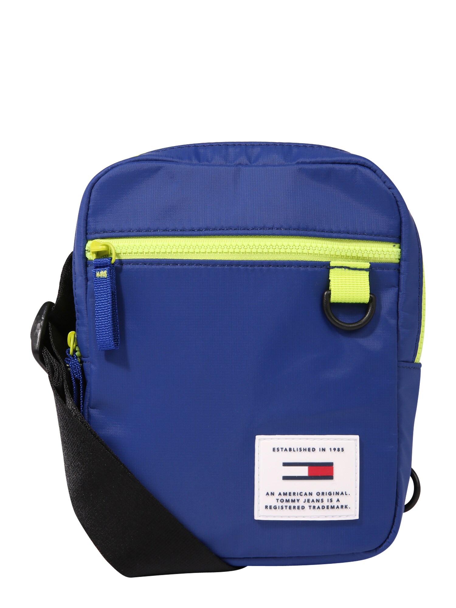 Tommy Jeans Dames Schoudertas Urban Tech Reporter Blauw Neongroen tommy jeans kopen in de aanbieding