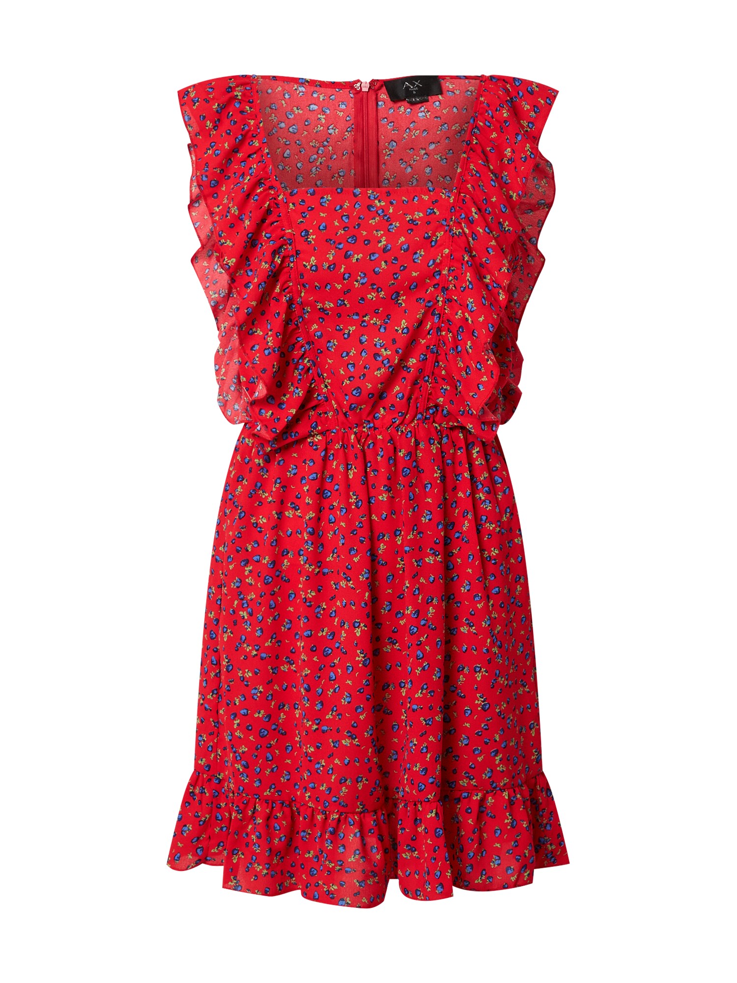 AX Paris Vasarinė suknelė  ugnies raudona / sodri mėlyna („karališka“) / pastelinė žalia