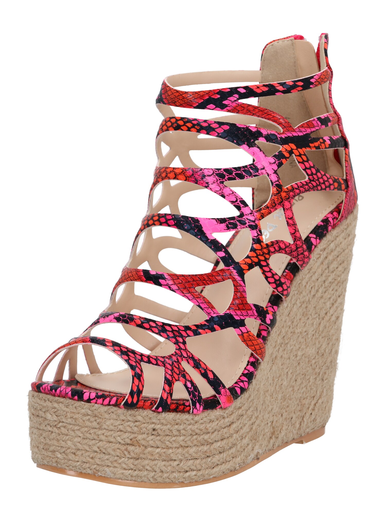 Public Desire Sandalai 'CURLY'  rožinė / raudona / tamsiai oranžinė / nakties mėlyna