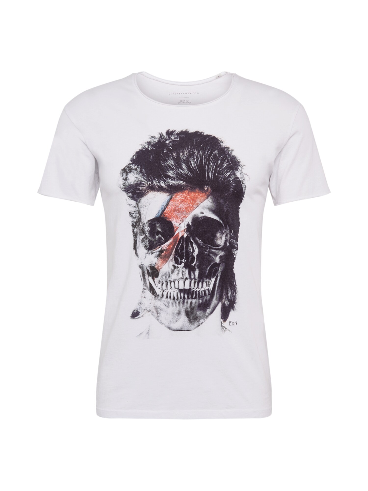 EINSTEIN & NEWTON Marškinėliai 'Flash Skull'  pilka / balta / juoda