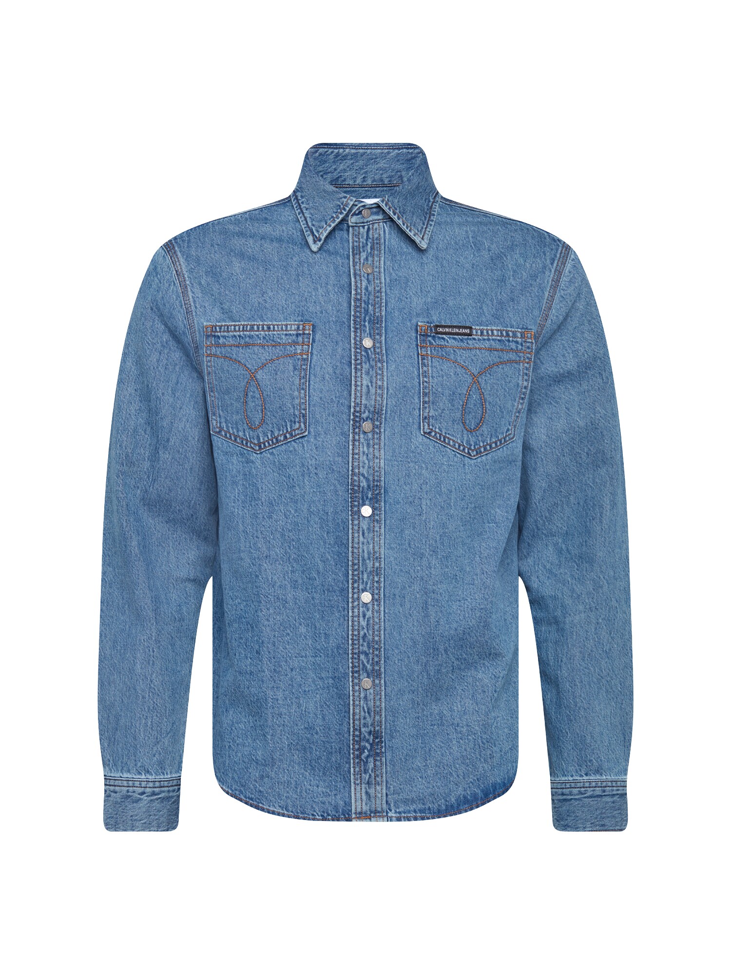 Calvin Klein Jeans Heren Overhemd Utility Omega Blauw Denim calvin klein jeans kopen in de aanbieding