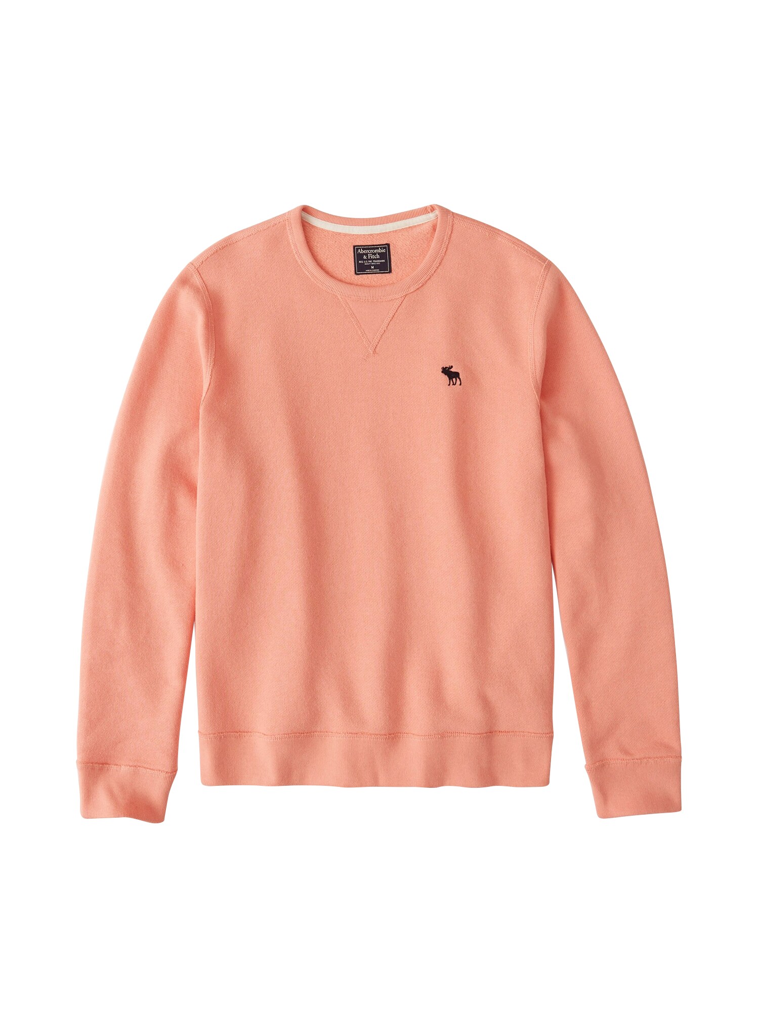 Abercrombie Fitch Heren Sweatshirt Icon Crew Zalm Roze Pink abercrombie fitch kopen in de aanbieding