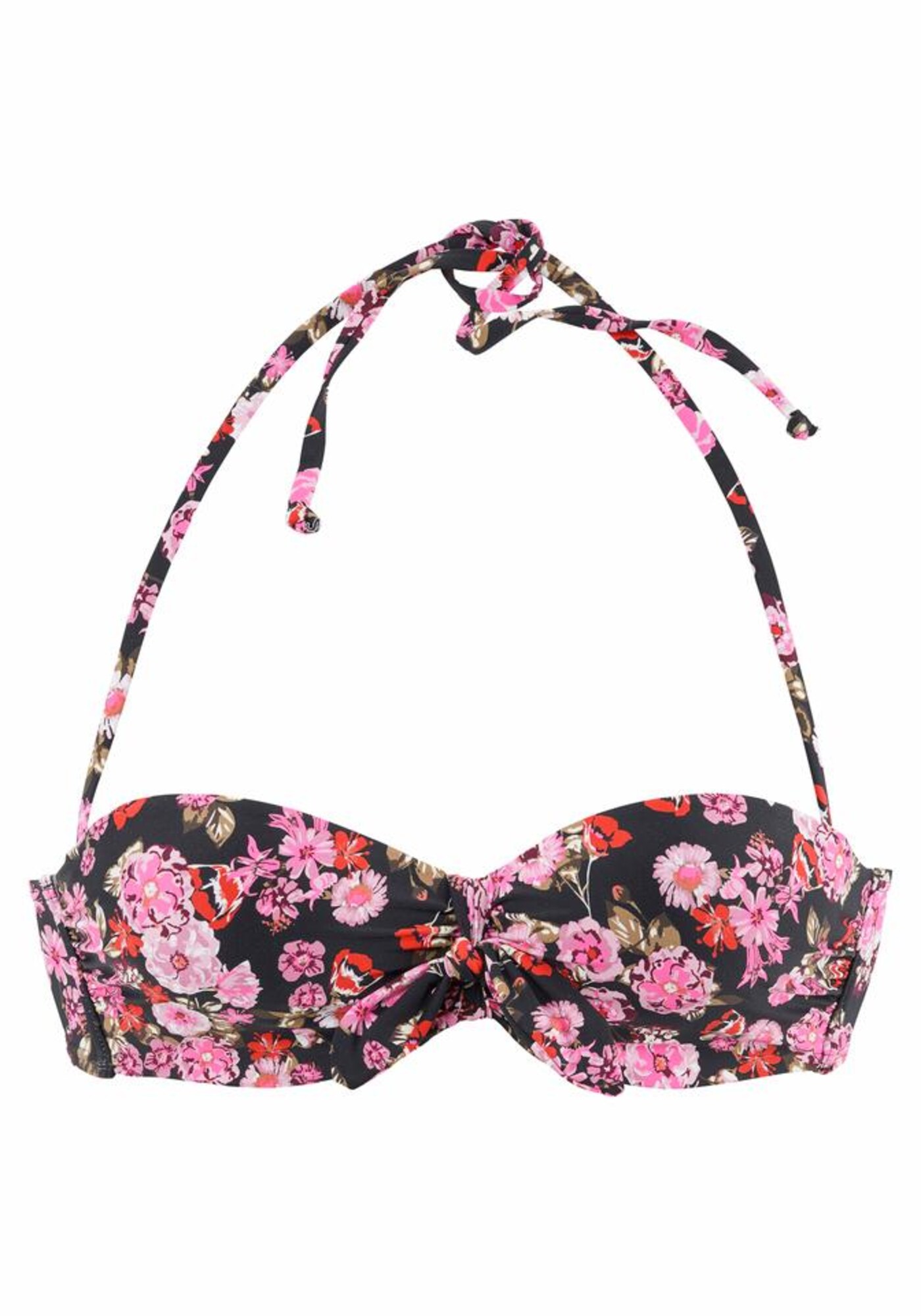 LASCANA Bikini felső 'Blümli'  rózsaszín / fekete akciós termékkép 1