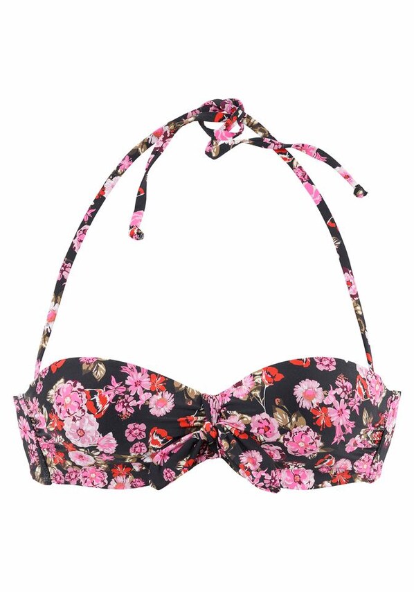 LASCANA, Bikini felső 'Blümli', rózsaszín & fekete, 1 kép a 4 közül