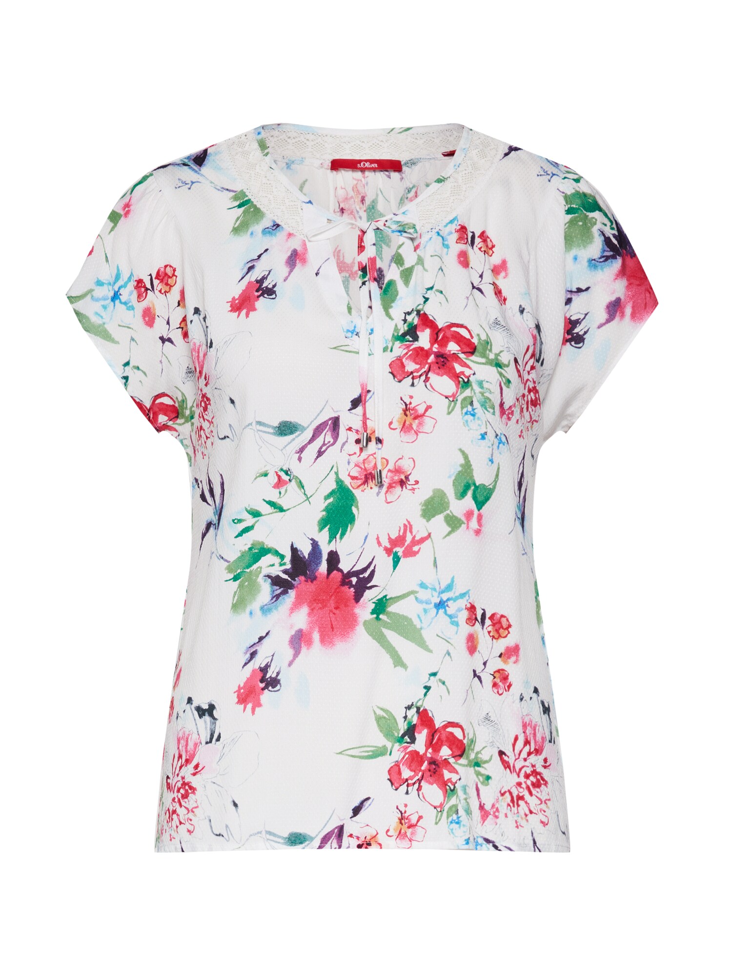 Soliver Red Label Dames Blouse Creme Groen Rood soliver red label kopen in de aanbieding