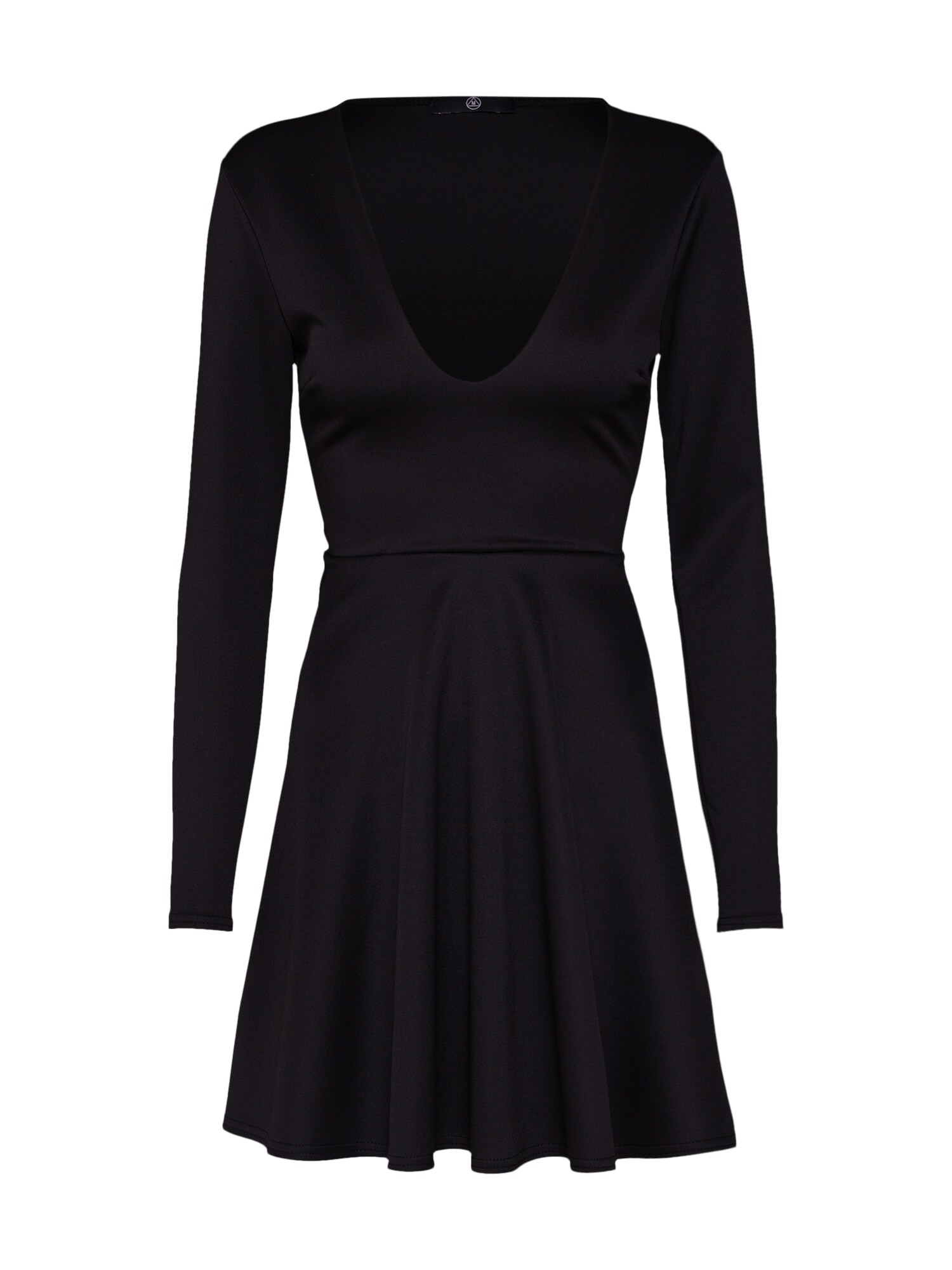 Missguided Dames Jurk Black Scuba Plunge Skater Dress Zwart missguided kopen in de aanbieding
