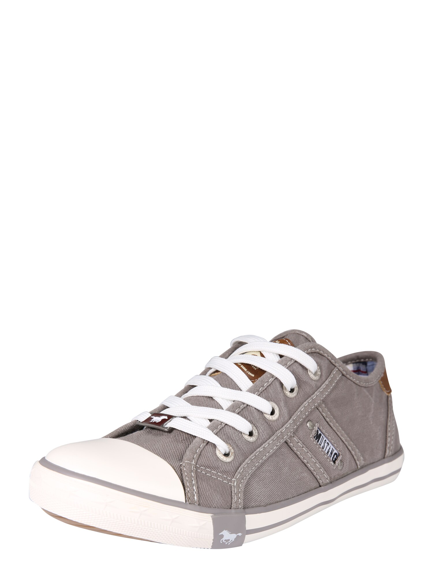 Mustang Dames Sneakers Laag Zilvergrijs mustang kopen in de aanbieding