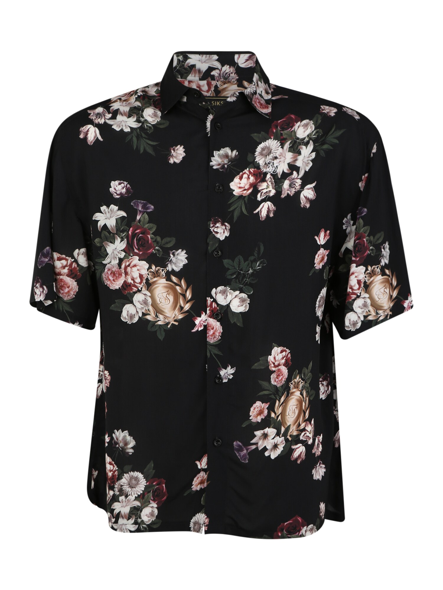 SikSilk Dalykiniai marškiniai  pastelinė rožinė / juoda / žalia