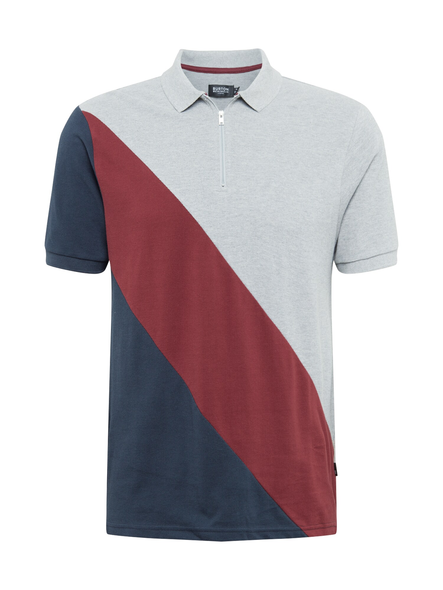 BURTON MENSWEAR LONDON Marškinėliai  pilka / tamsiai mėlyna / raudona