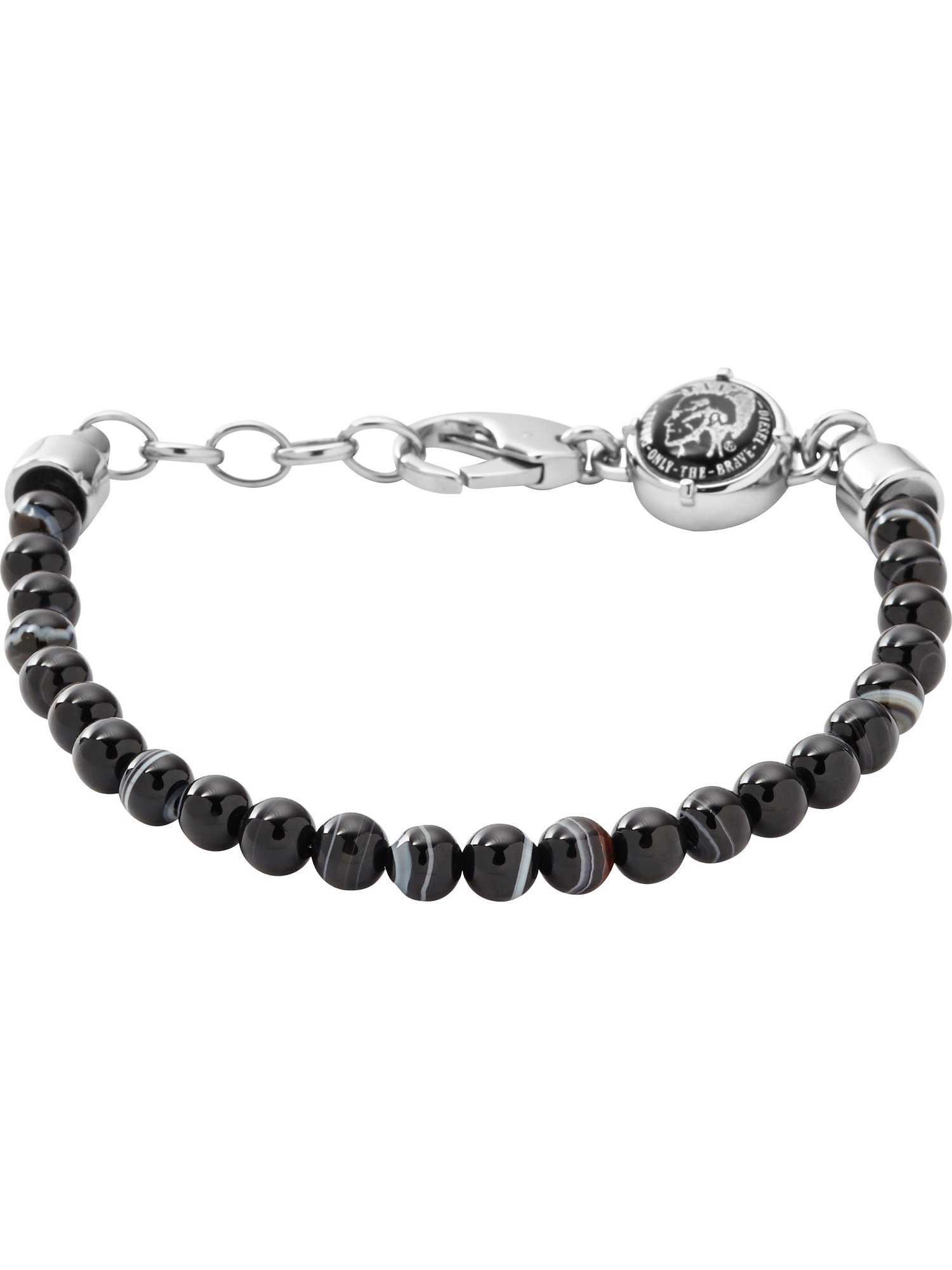 DIESEL Brățară Beaded Studs  negru / argintiu