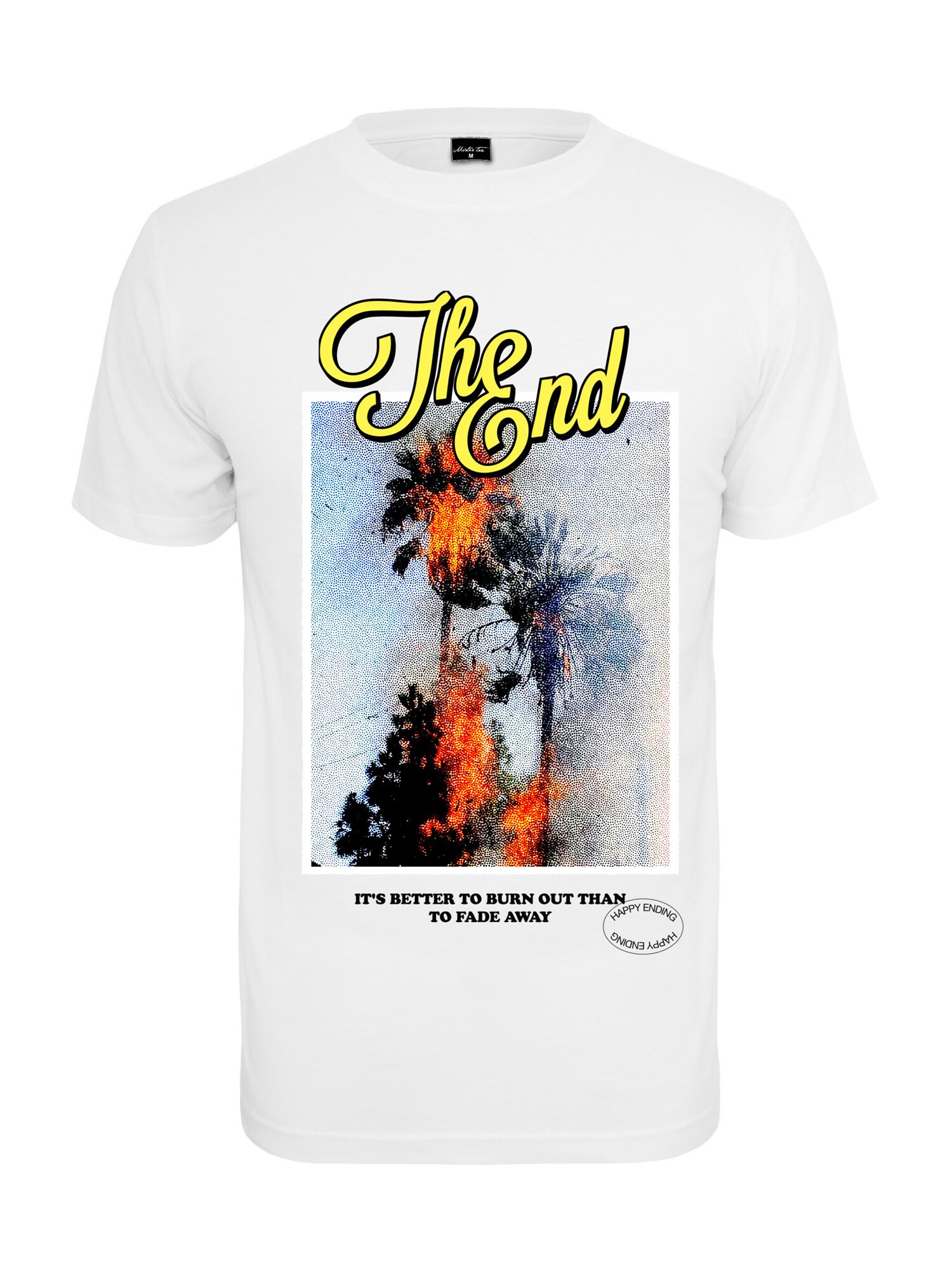 Mister Tee Marškinėliai 'The End'  balta / juoda / geltona / dangaus žydra