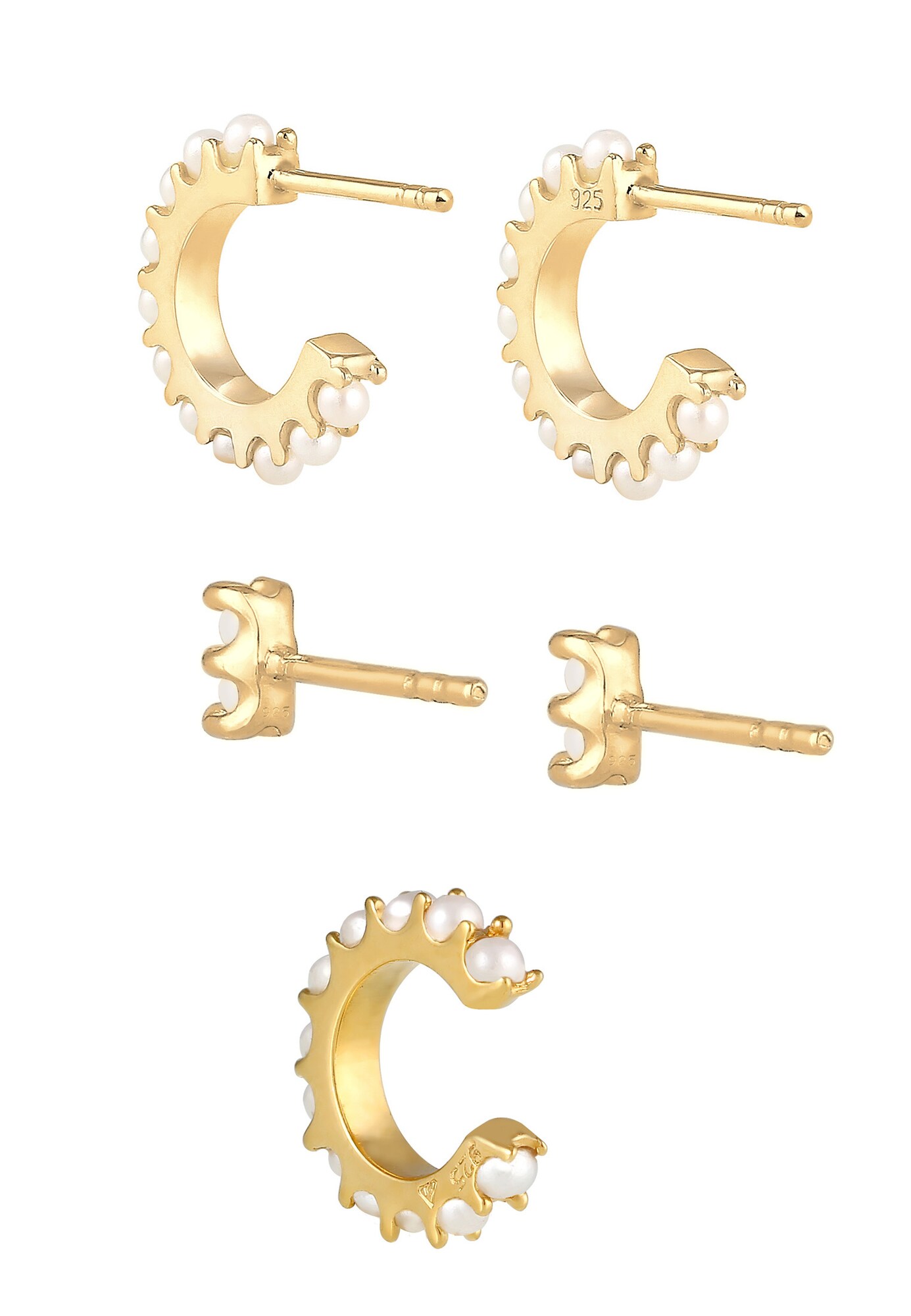 Thumbnail - ELLI Ohrringe Set Creole, Earcuff, Perlenohrstecker