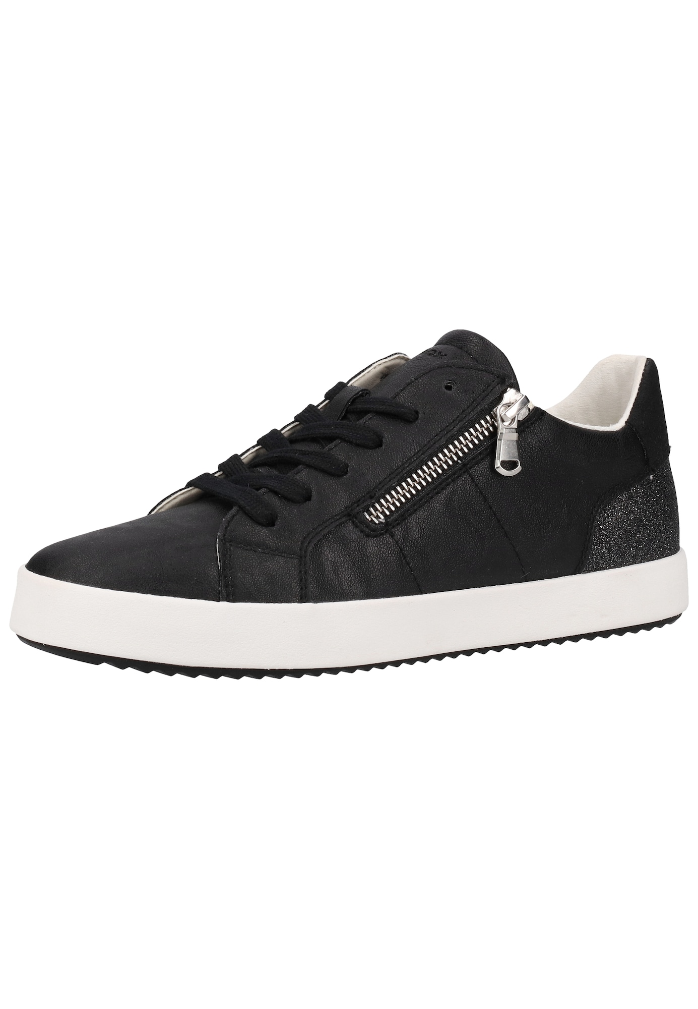 GEOX Blomiee A dames rits veter sneaker zwart glitter antracite